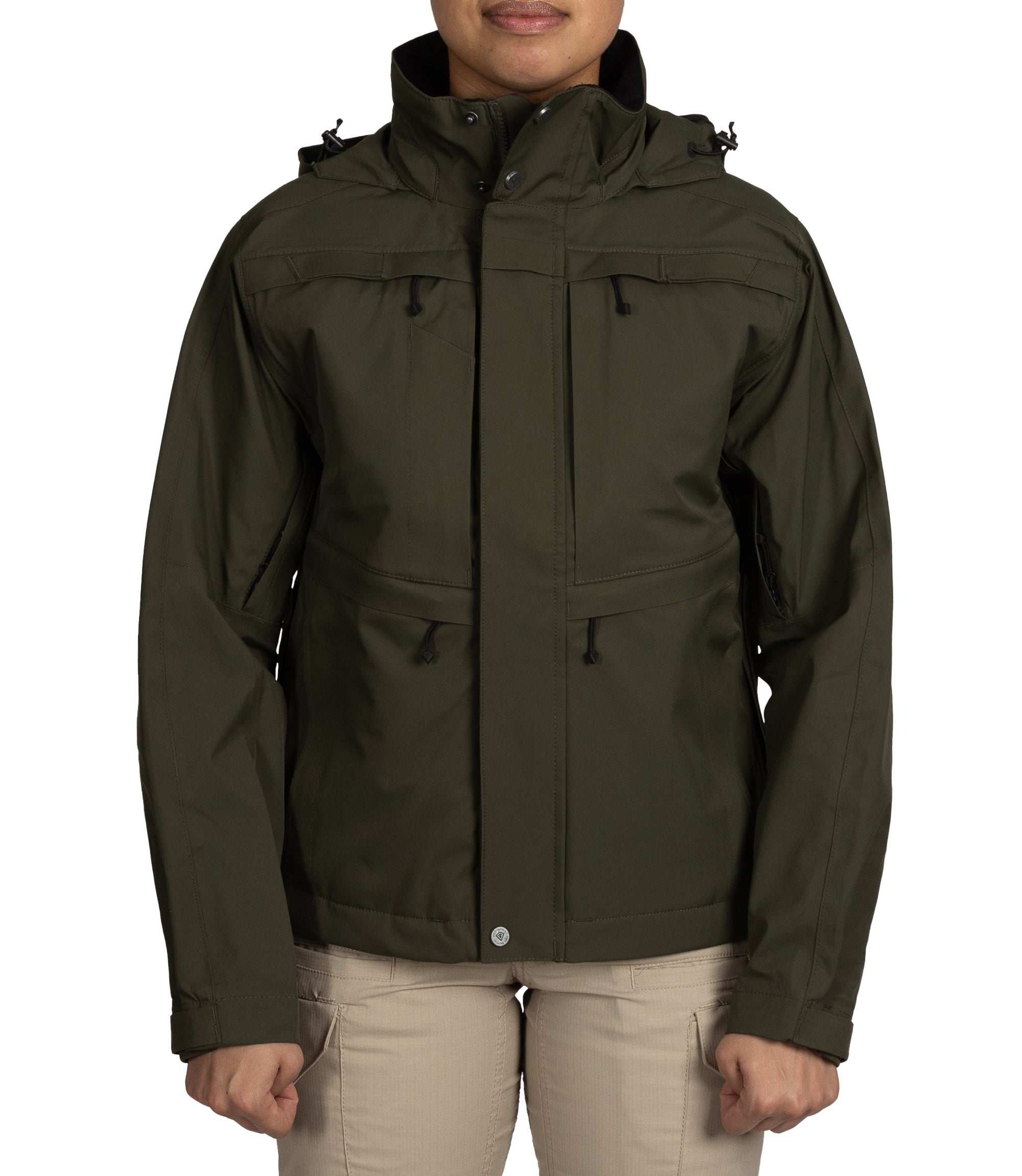 Front view of Women’s Tactix Parka Shell in OD Green|color_od green
