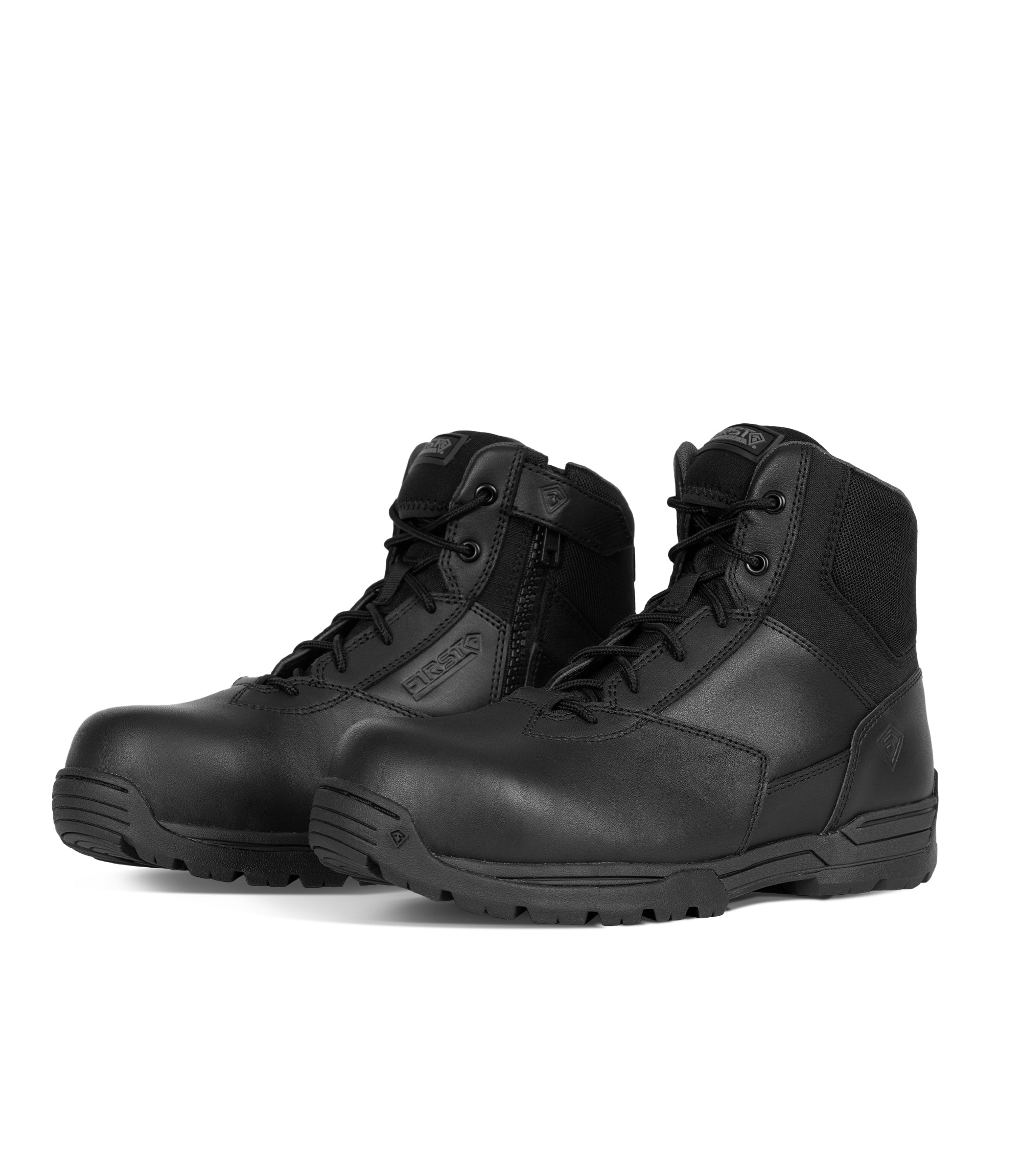 Pair of Men's Safety Toe Side-Zip Duty Mids in black|color_black