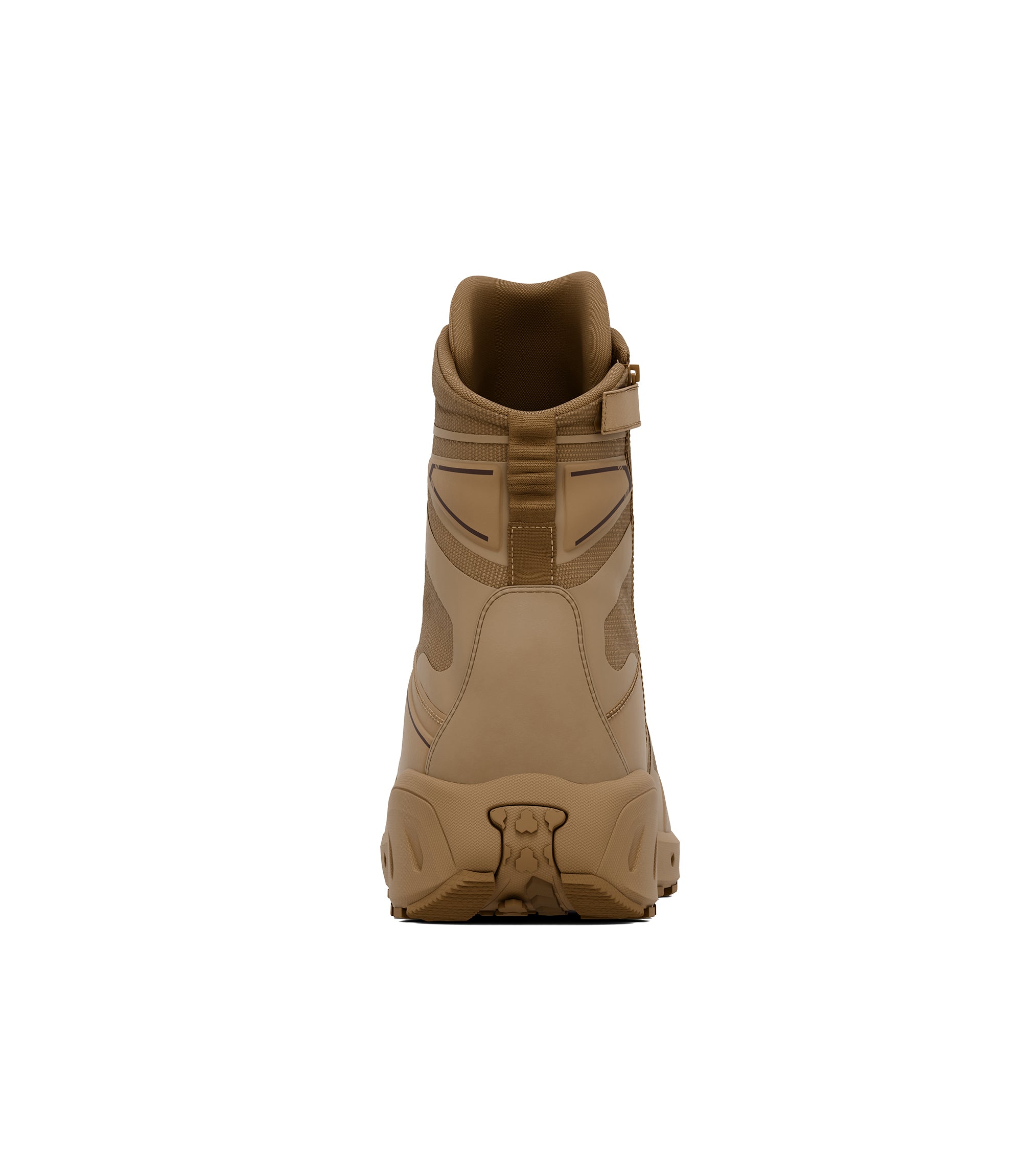 Back side view of 8 inch side-zip boot in color coyote|color_coyote