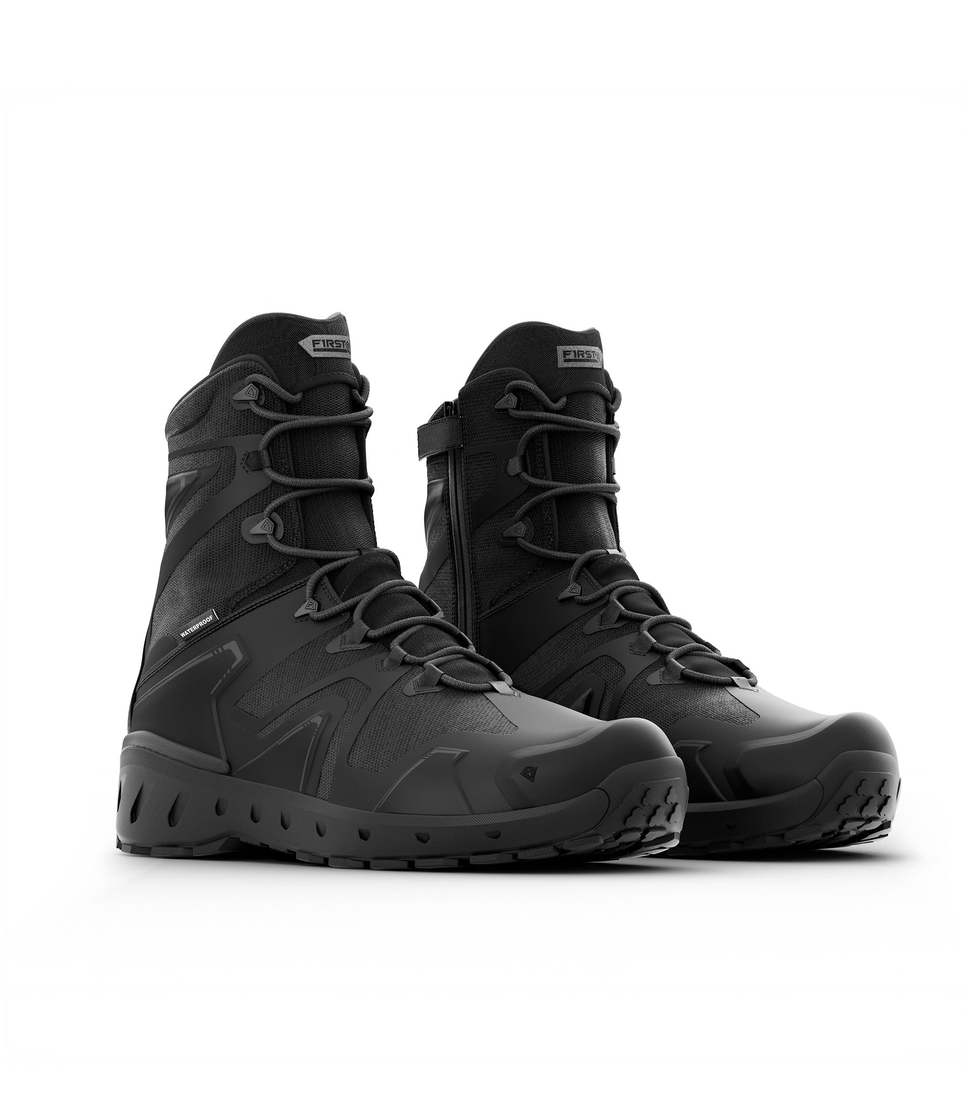 Side by side photo of Men's 8" AERO-TAC™ H₂O Side-Zip Boot in black|color_black