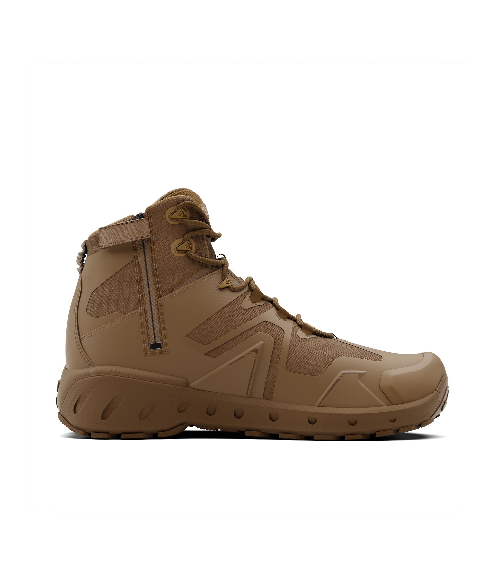 Left side view of 5 inch side-zip mid boot in color coyote|color_coyote