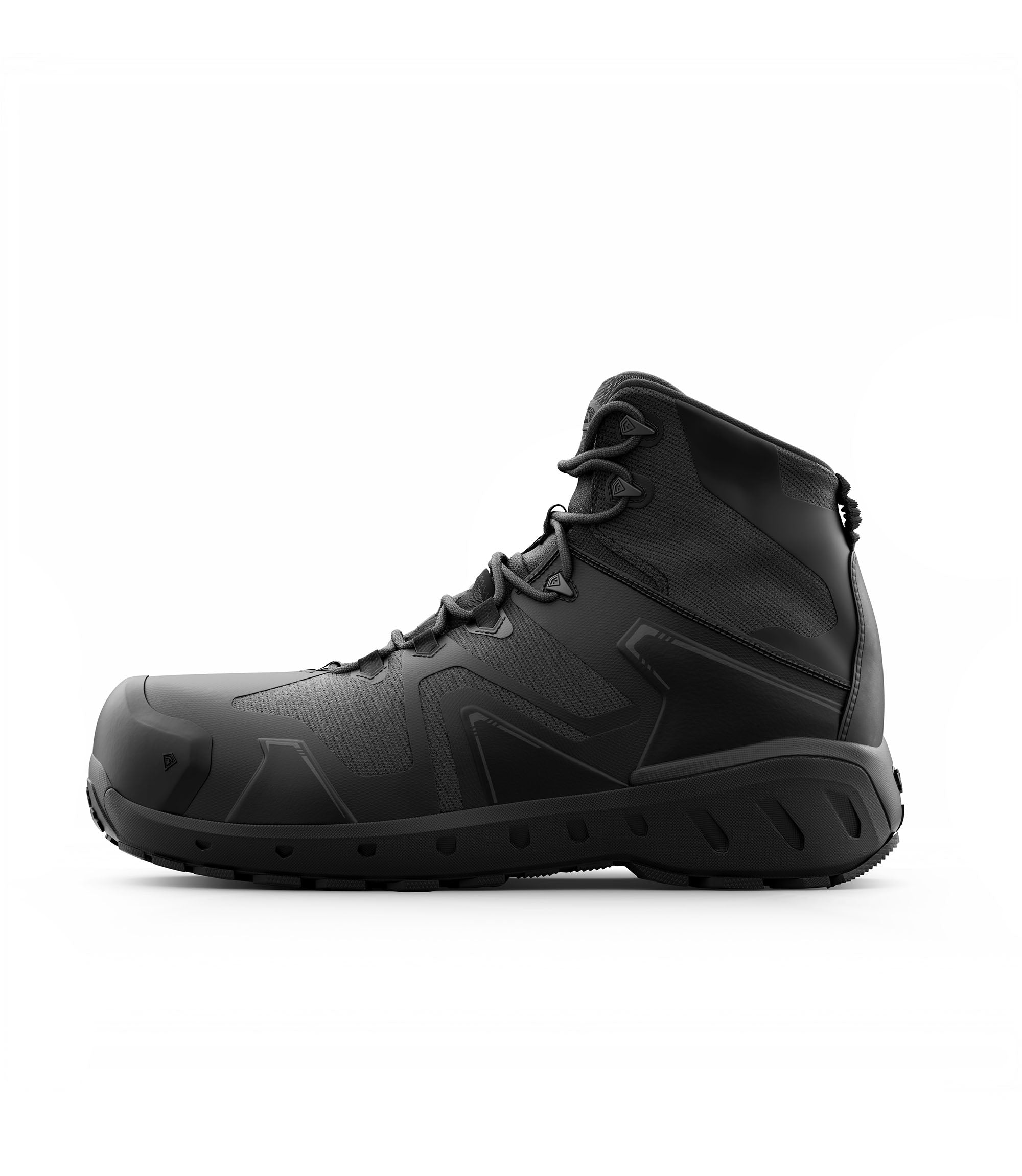 Side view photo of Men's 5" AERO-TAC™ Safety Toe Side-Zip Mid Boot in black|color_black