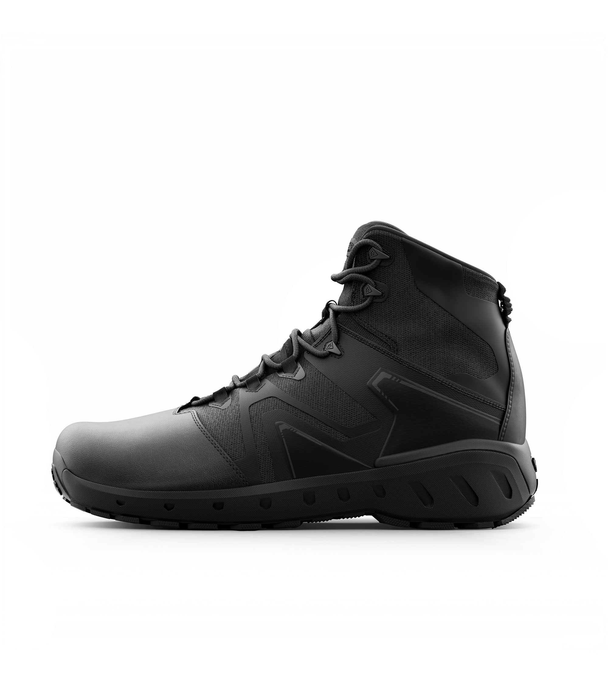Right side view of 5 inch AERO-TAC polished side-zip boot in color black|color_black