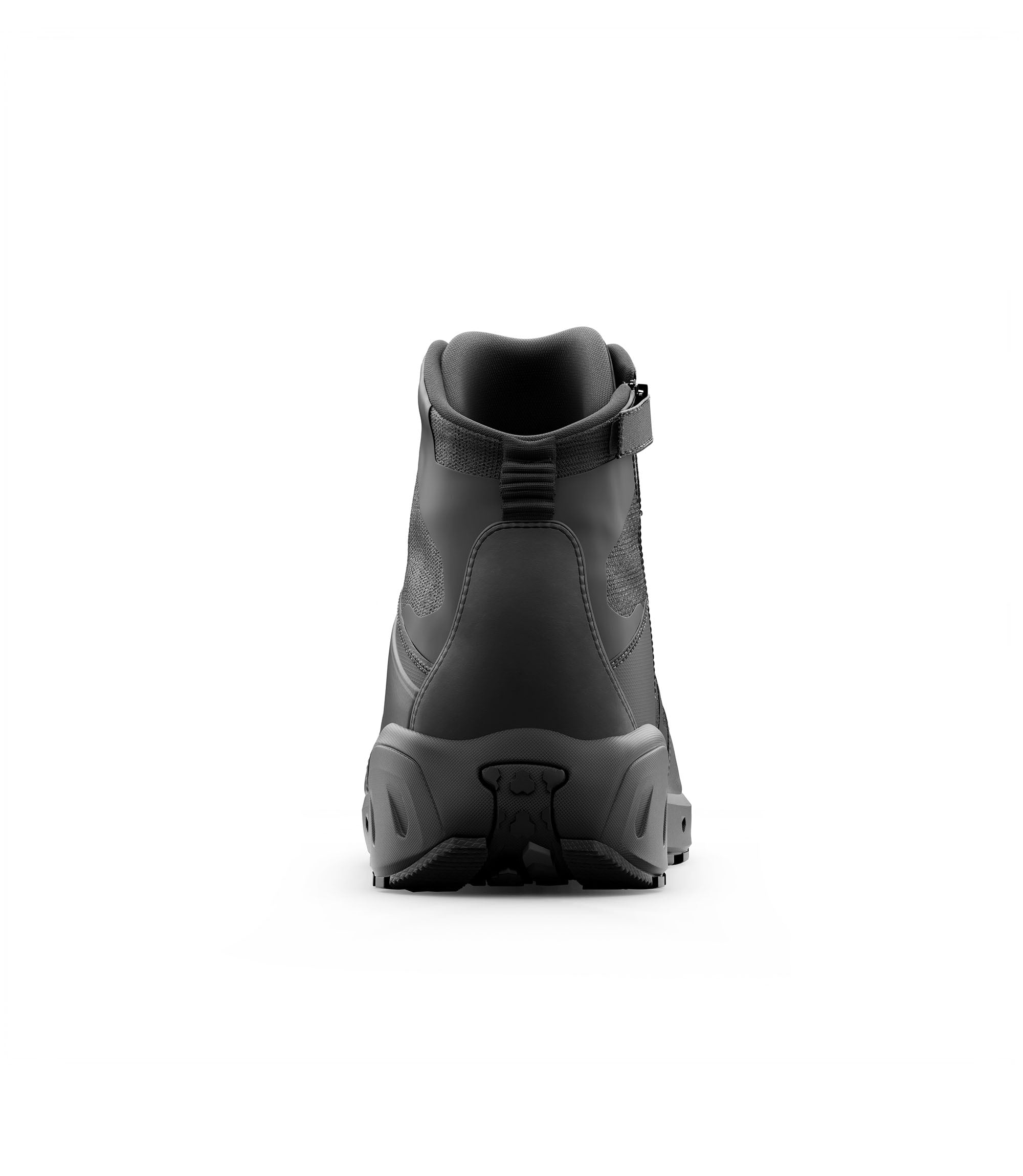 Back side view of 5 inch AERO-TAC polished side-zip boot in color black|color_black