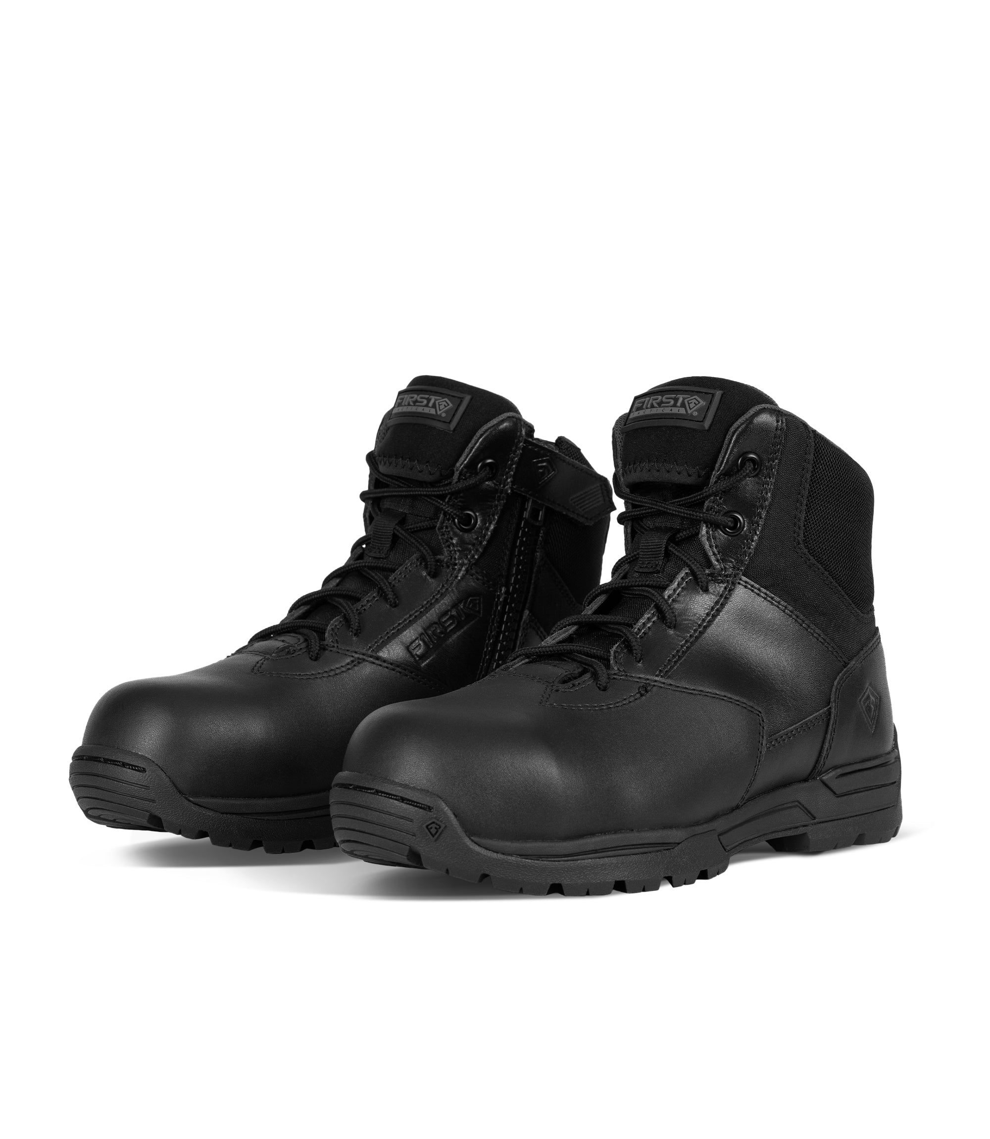 Pair of Women's 6" Safety Toe Side-Zip Duty Mid in Black |color_black