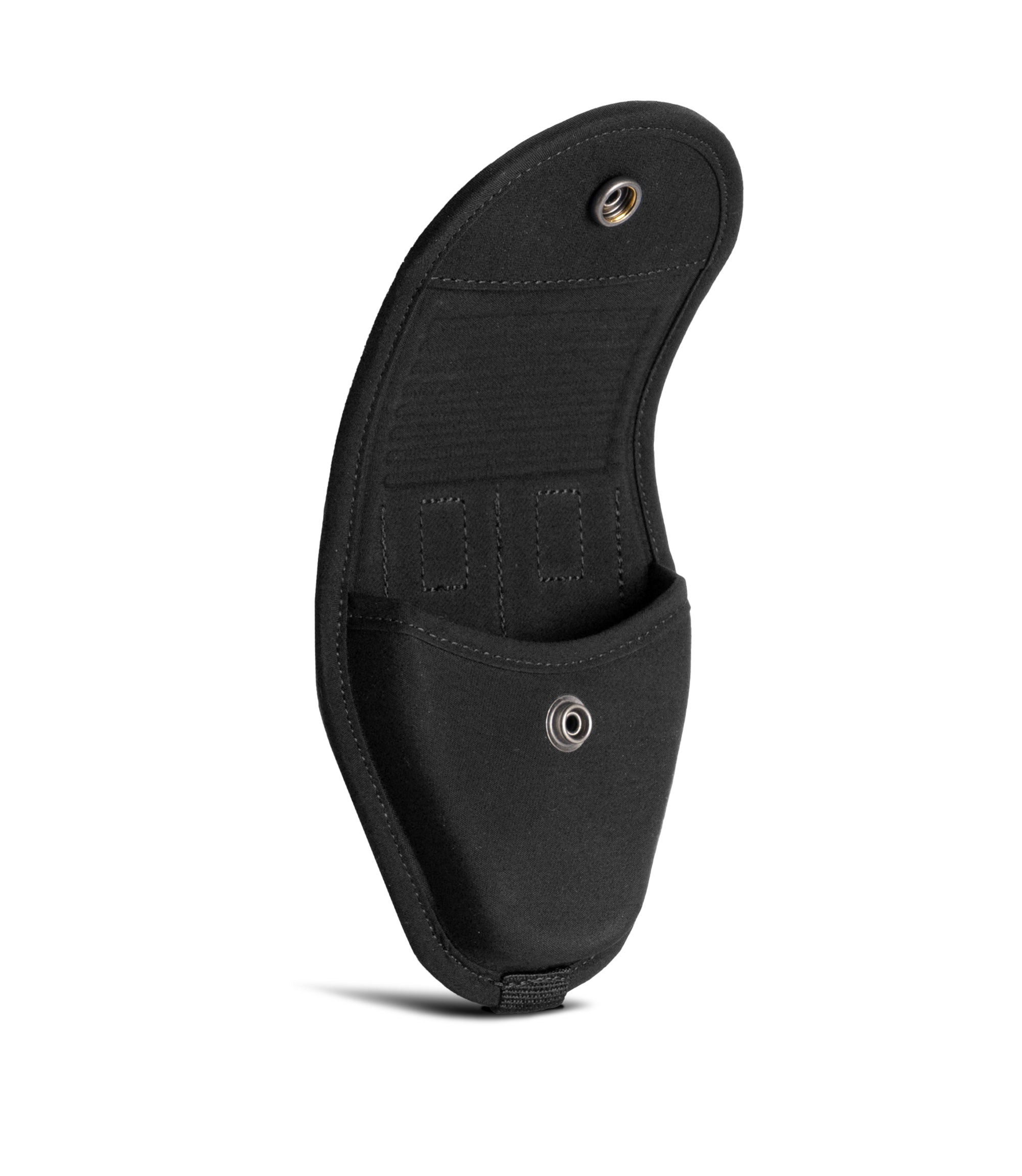 Side view of open  Pro Duty handcuff case in the color black |color_black