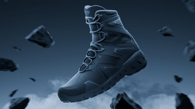 AERO-TAC boot floating with rocks in area surround the boot