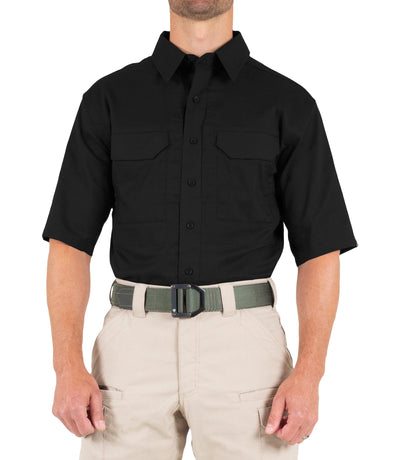 Front of Men's V2 Tactical Short Sleeve Shirt in Black