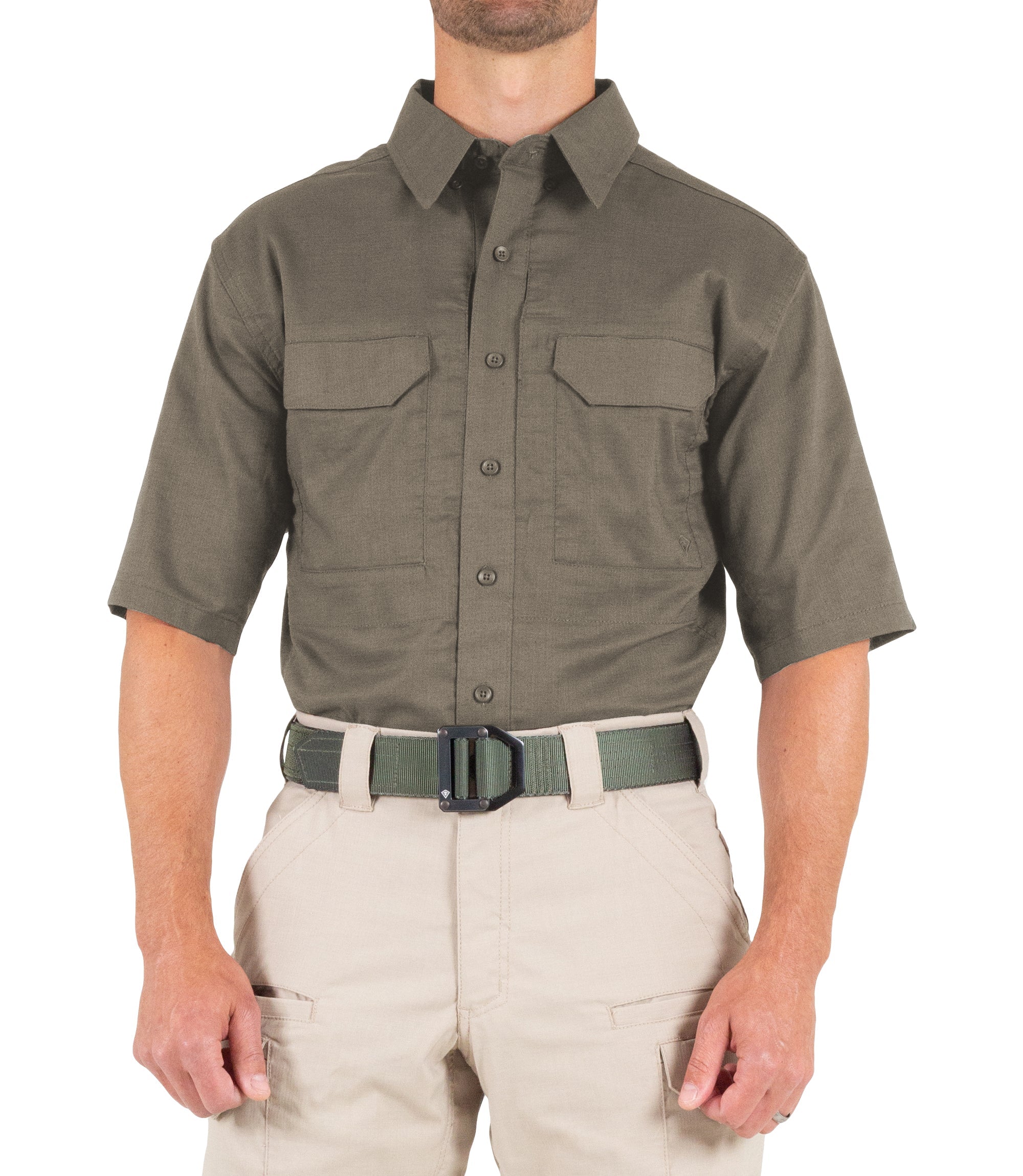 Front of Men's V2 Tactical Short Sleeve Shirt in Ranger Green |color_ranger green