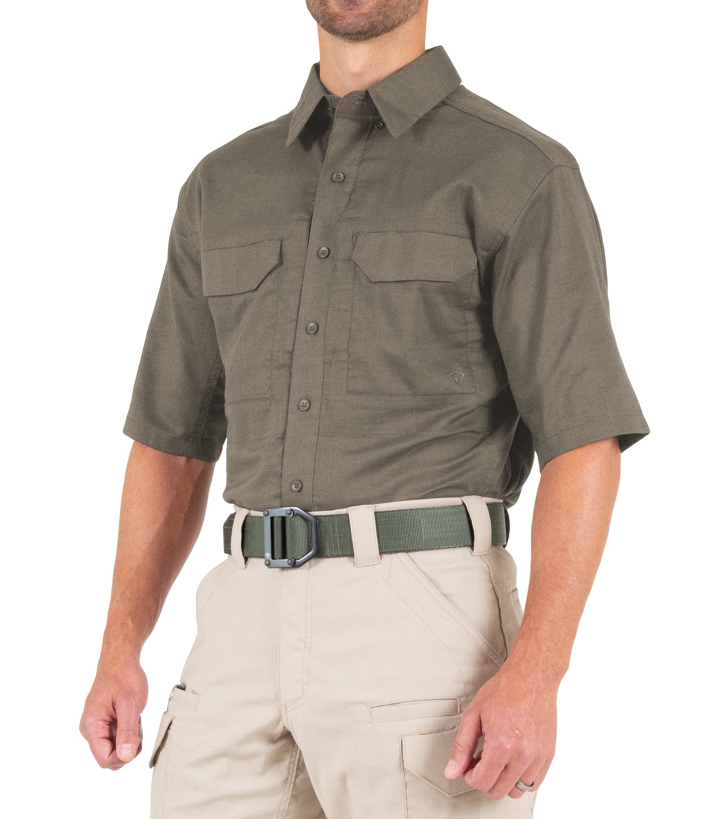 Side of Men's V2 Tactical Short Sleeve Shirt in Ranger Green