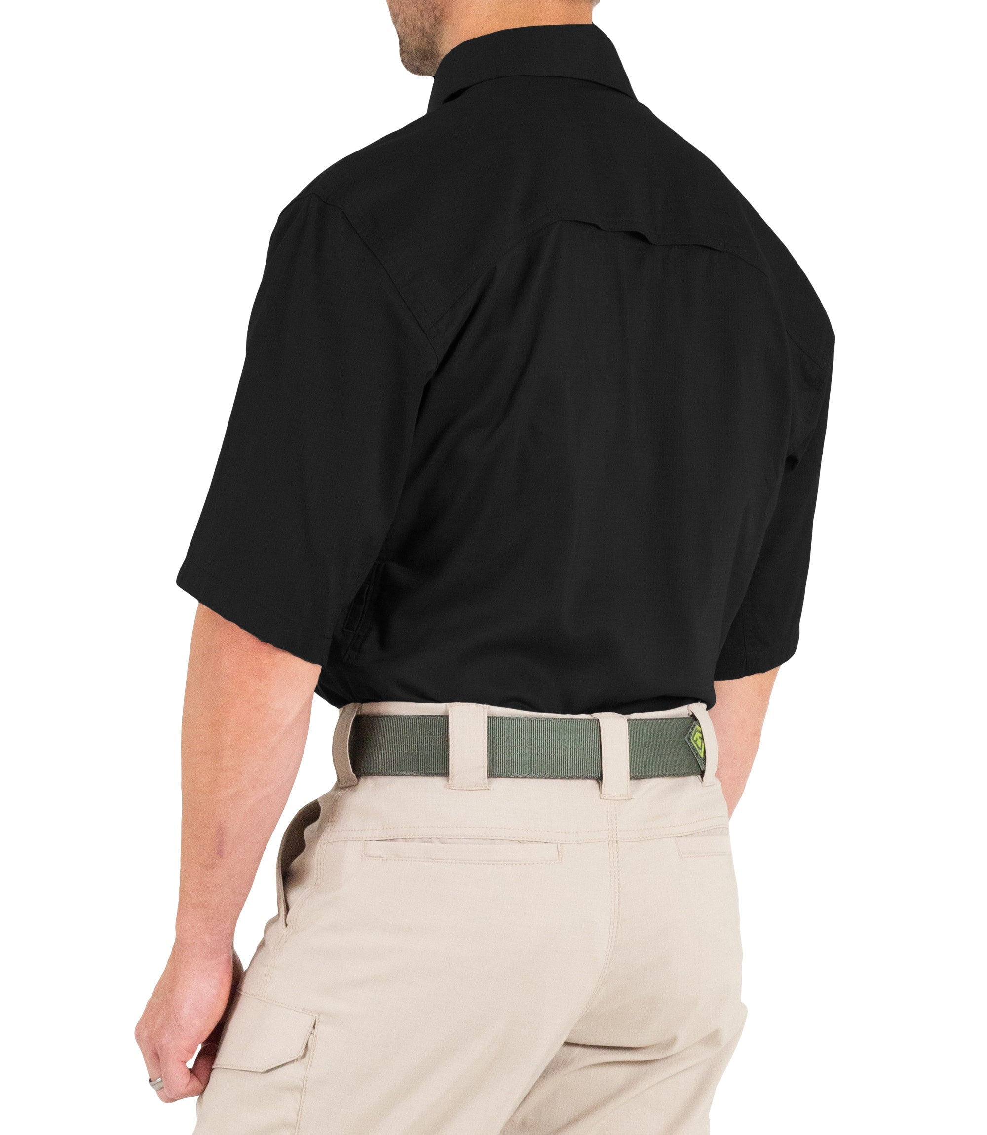 Side of Men's V2 Tactical Short Sleeve Shirt in Black |color_black