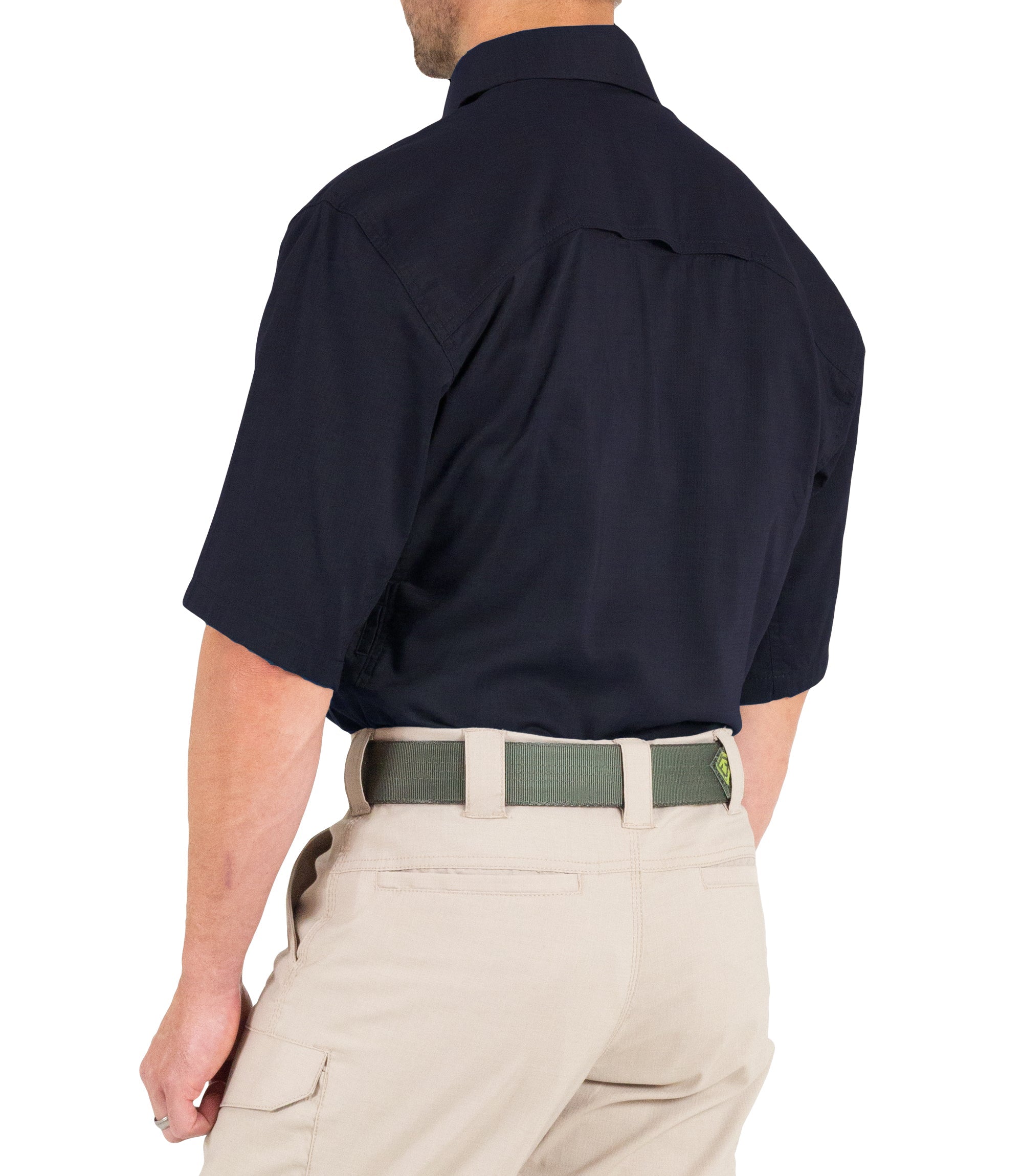 Side of Men's V2 Tactical Short Sleeve Shirt in Midnight Navy |color_midnight navy