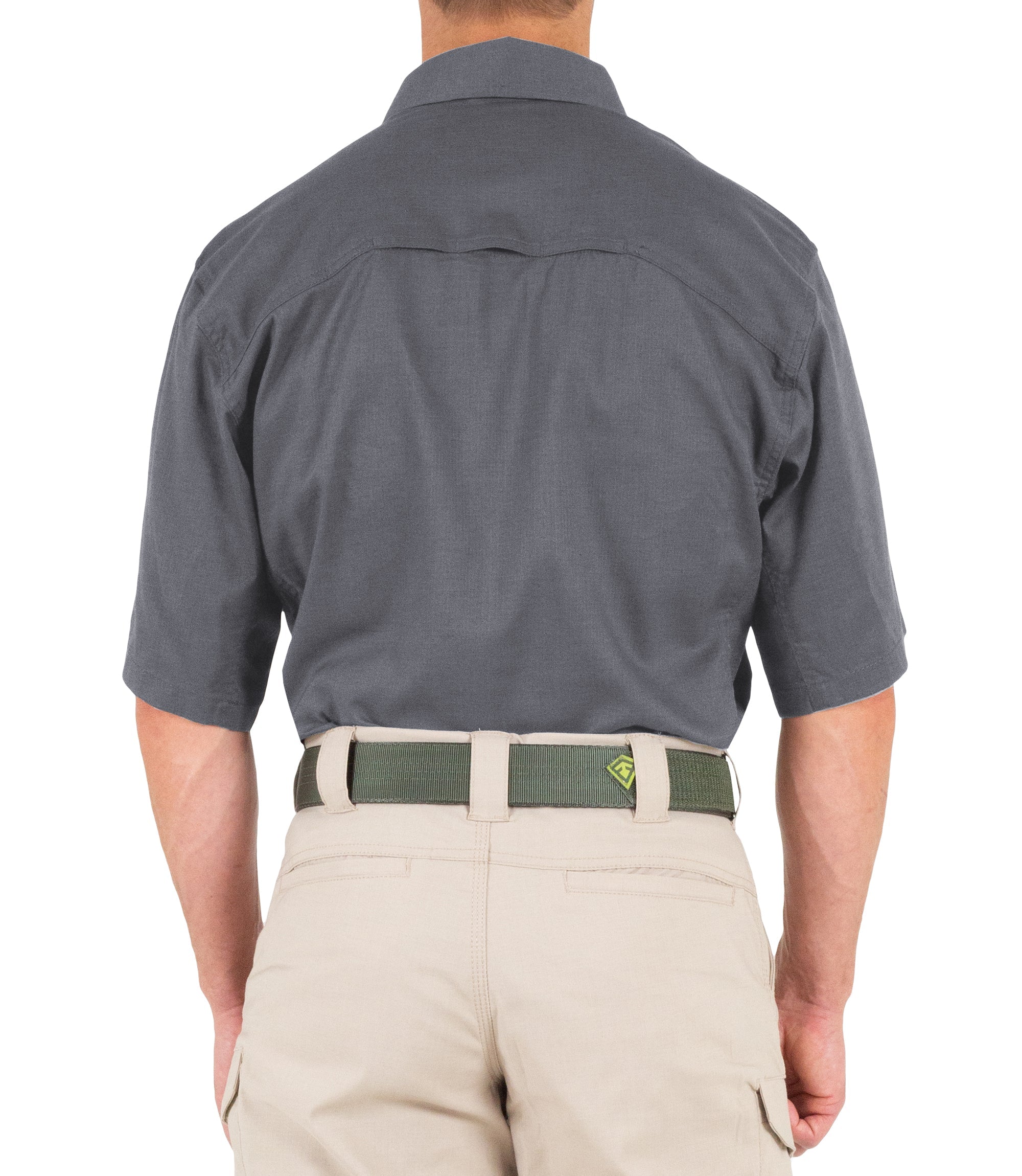 Back of Men's V2 Tactical Short Sleeve Shirt in Wolf Grey |color_wolf grey