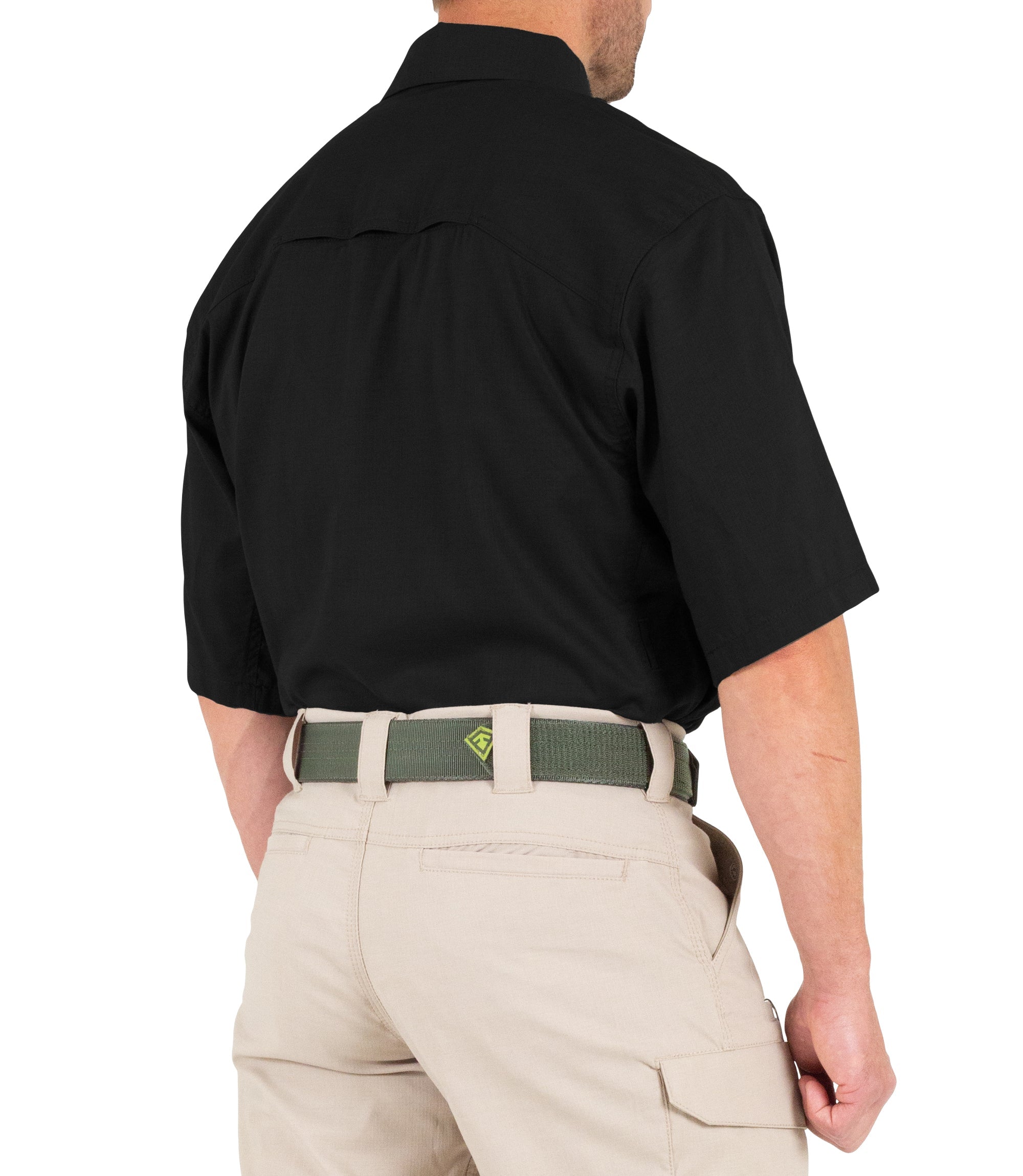 Side of Men's V2 Tactical Short Sleeve Shirt in Black |color_black