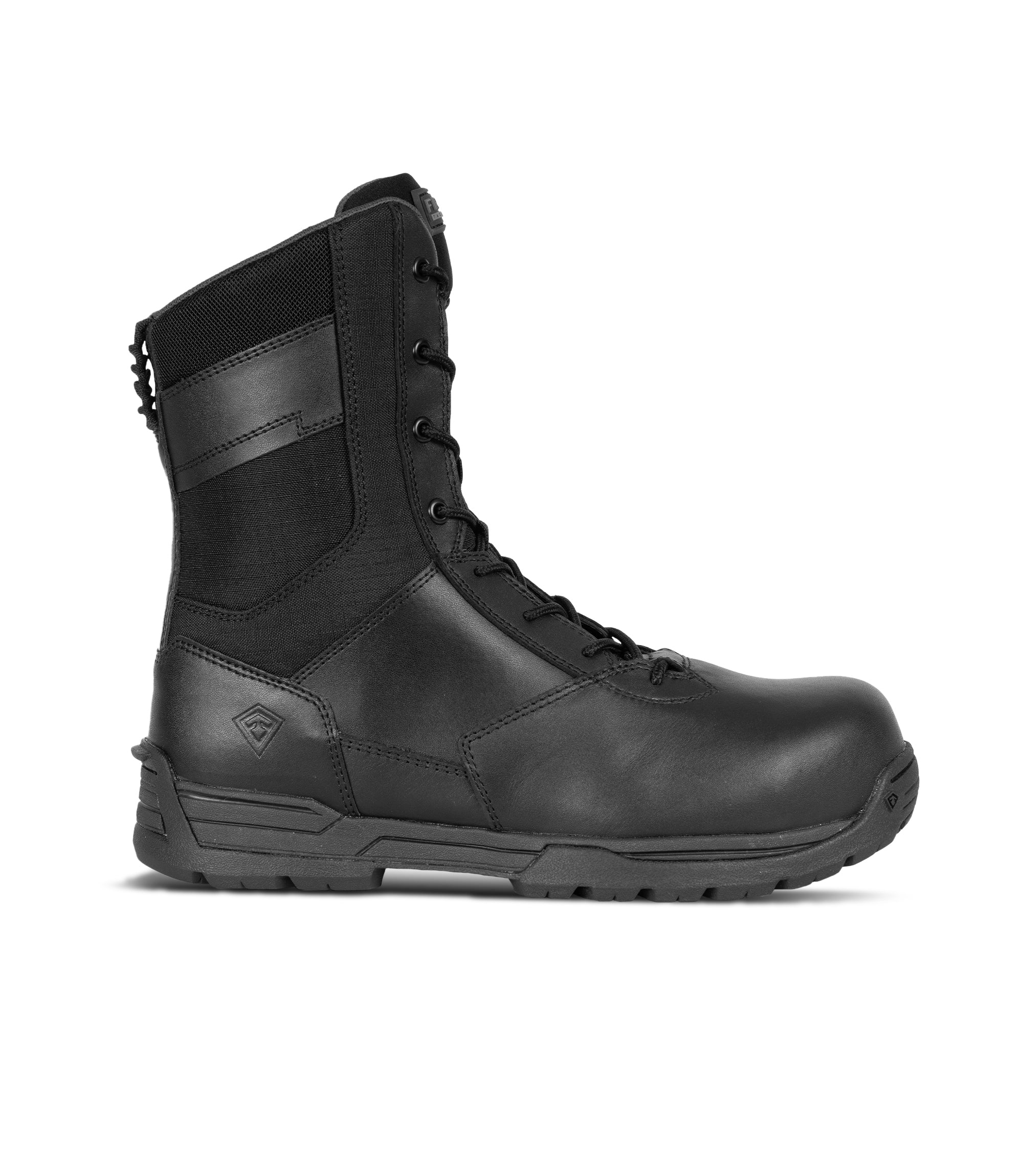 360 Degree View of Men's 8" Safety Toe Side-Zip Duty Boot in black|color_black