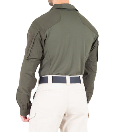 Back of Men's Defender Shirt in OD Green