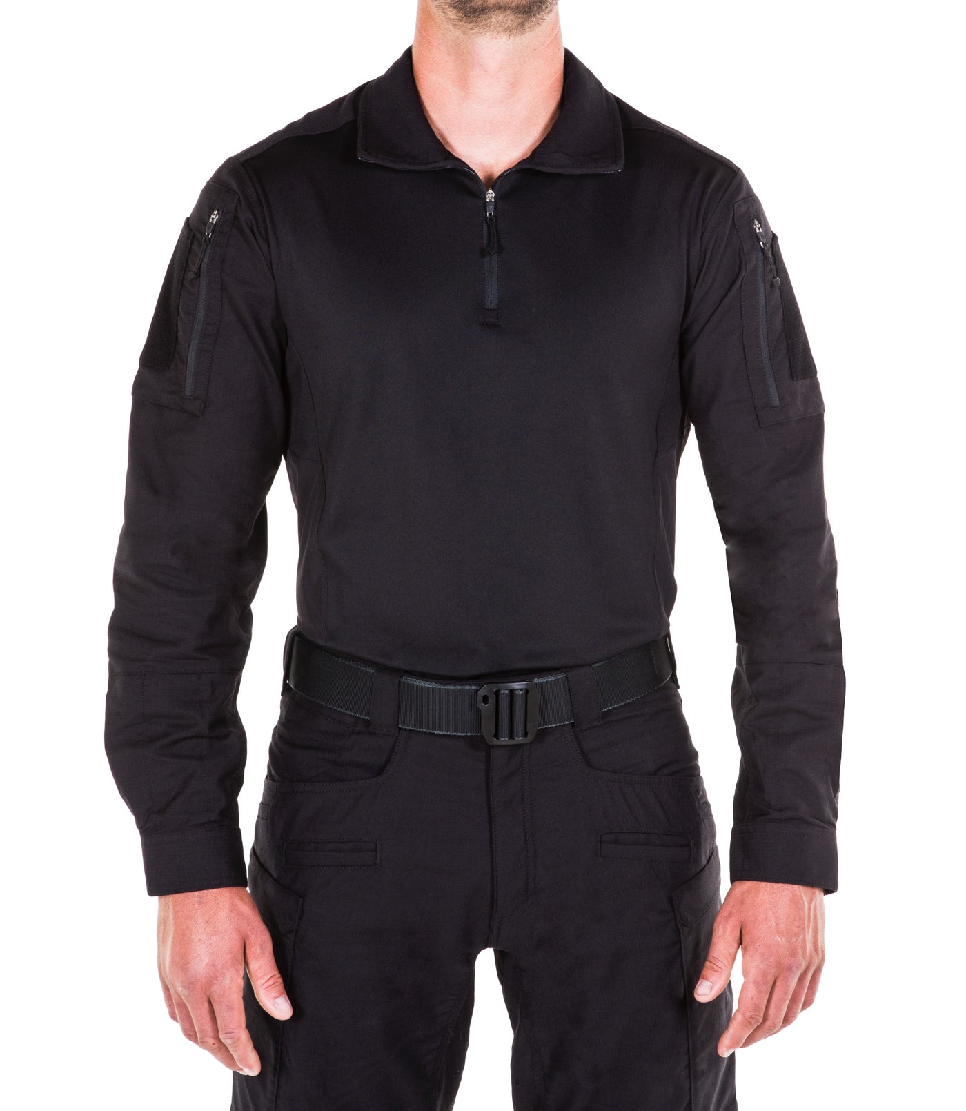 Front of Men's Defender Shirt in Black