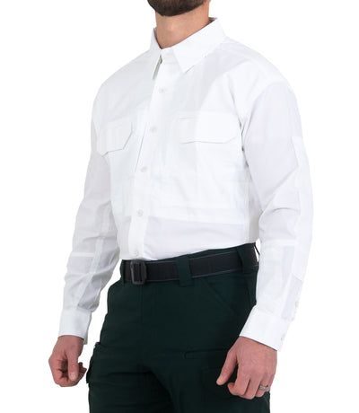 Side of Men's V2 Tactical Long Sleeve Shirt in White