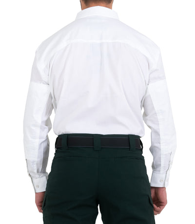 Back of Men's V2 Tactical Long Sleeve Shirt in White