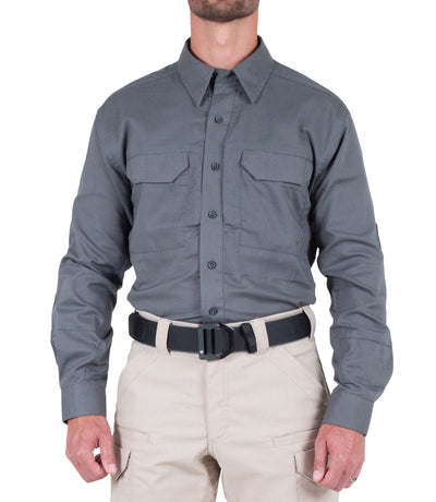 Front of Men's V2 Tactical Long Sleeve Shirt in Wolf Grey