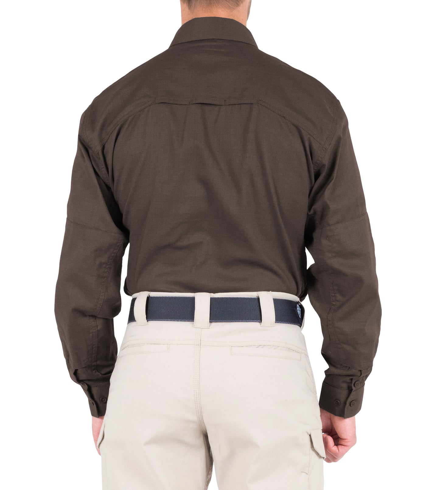 Back of Men's V2 Tactical Long Sleeve Shirt in Kodiak Brown