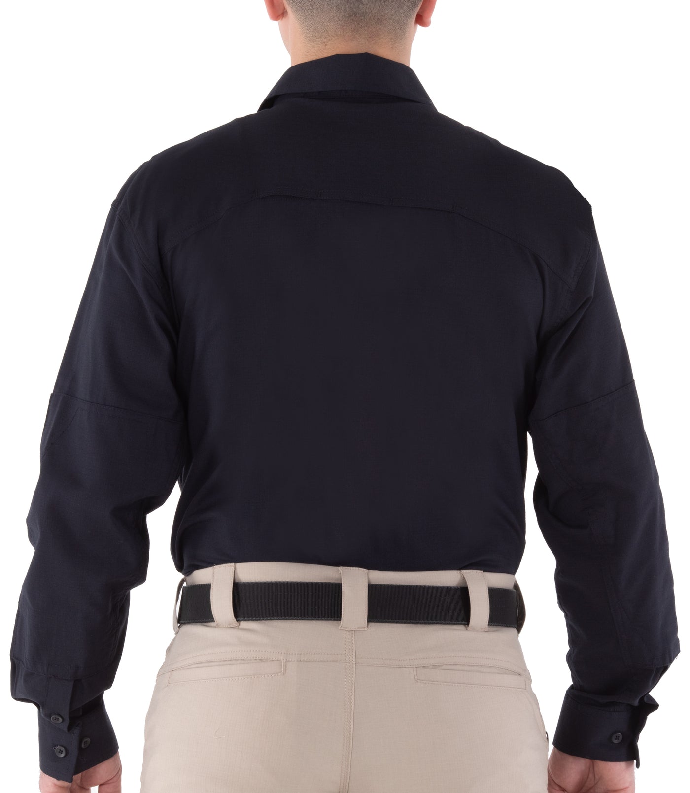 Back of Men's V2 Tactical Long Sleeve Shirt in Midnight Navy