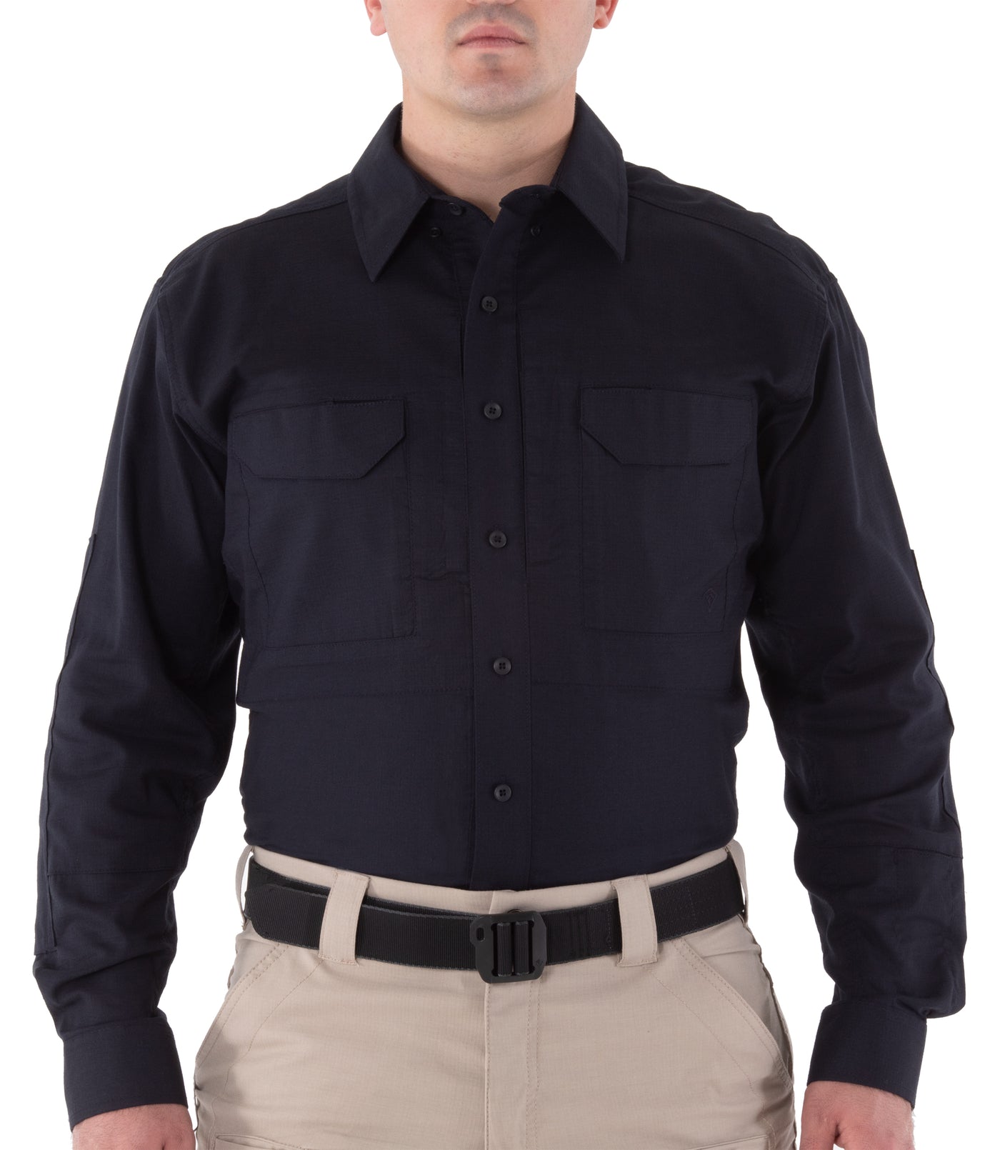 Front of Men's V2 Tactical Long Sleeve Shirt in Midnight Navy