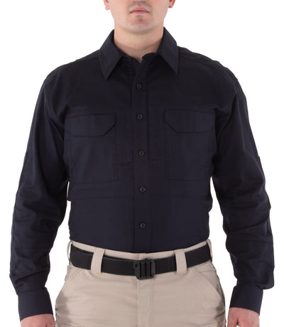 Front of Men's V2 Tactical Long Sleeve Shirt in Midnight Navy