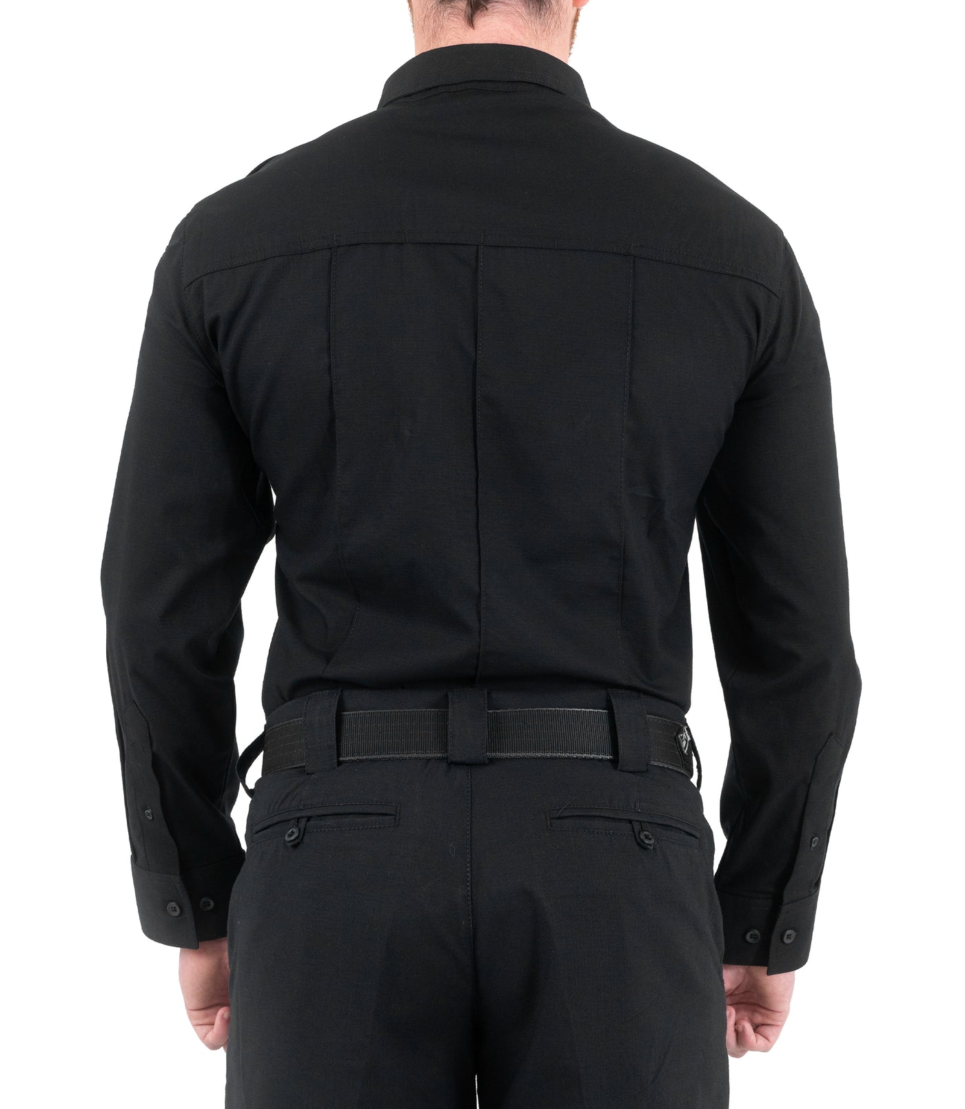 Back of Men's Pro Duty Uniform Shirt in Black