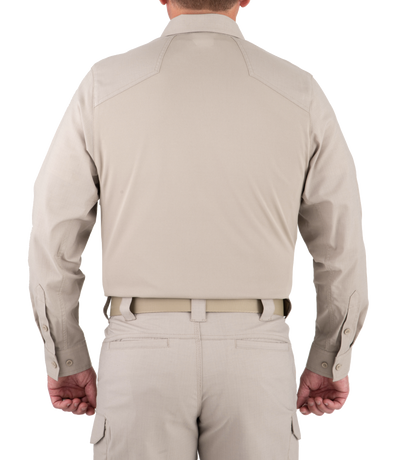 Back of Men's V2 Pro Performance Shirt in Silver Tan