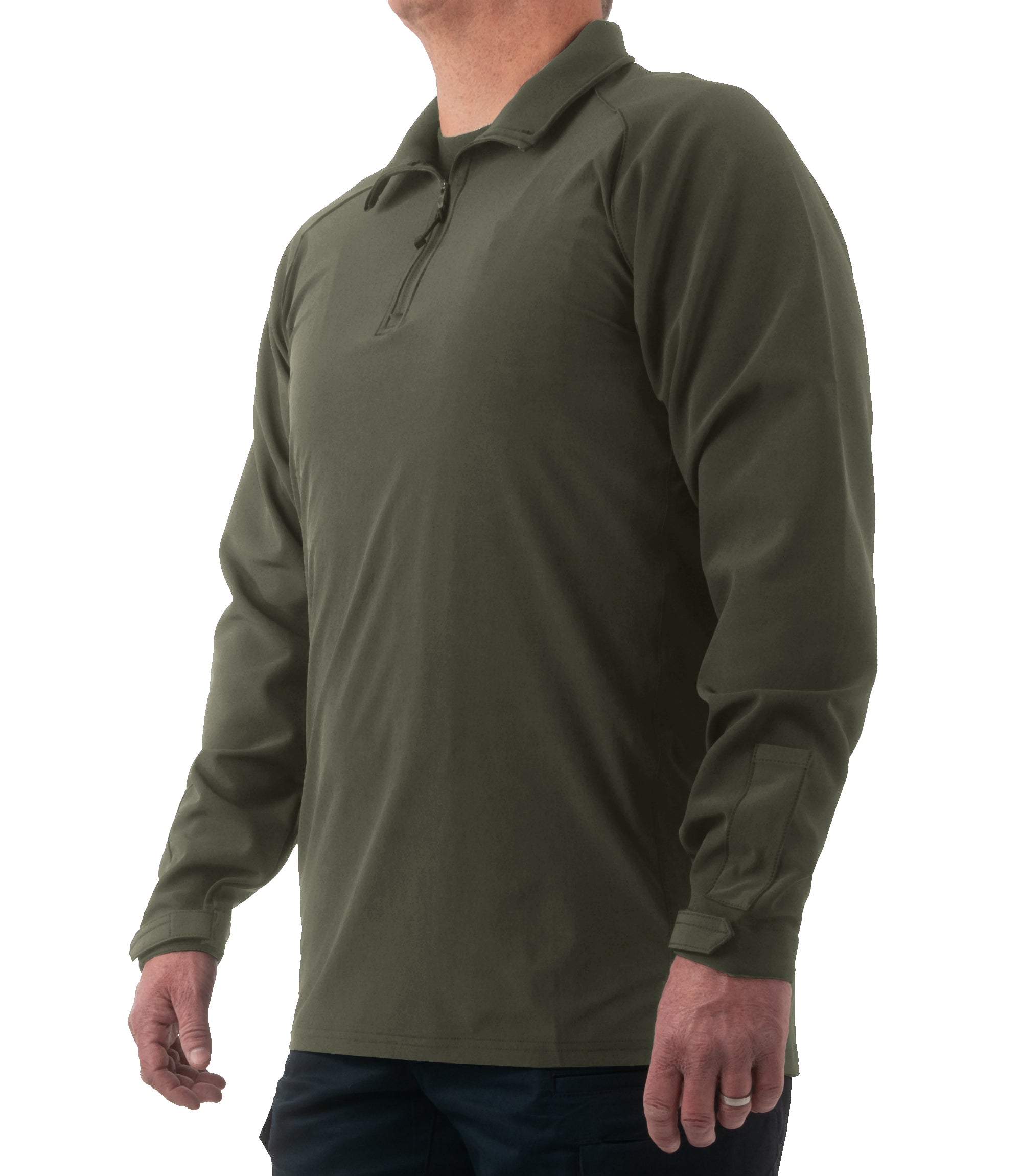 Side of Men's Pro Duty Pullover in OD Green |color_od green