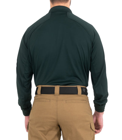Back of Men's Performance Long Sleeve Polo in Spruce Green