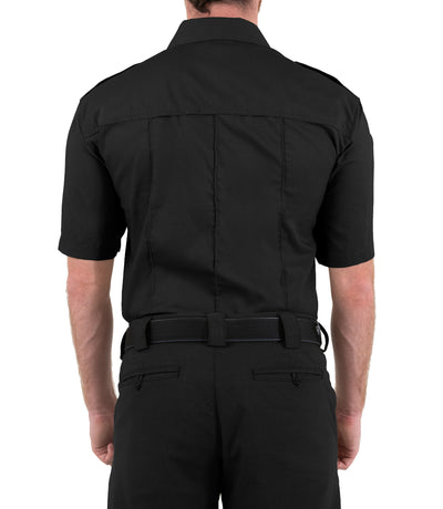 Back of Men's Pro Duty Uniform Short Sleeve Shirt in Black