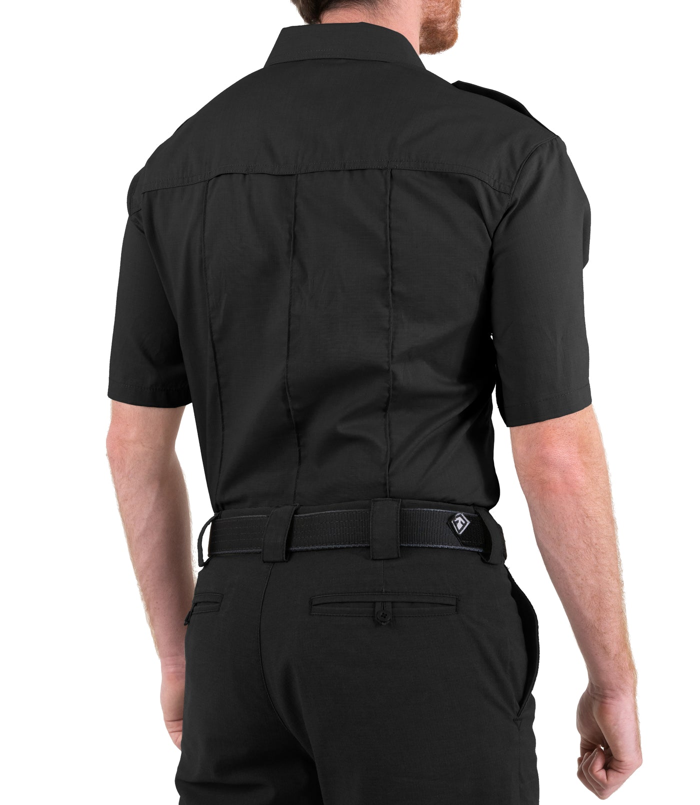Side of Men's Pro Duty Uniform Short Sleeve Shirt in Black