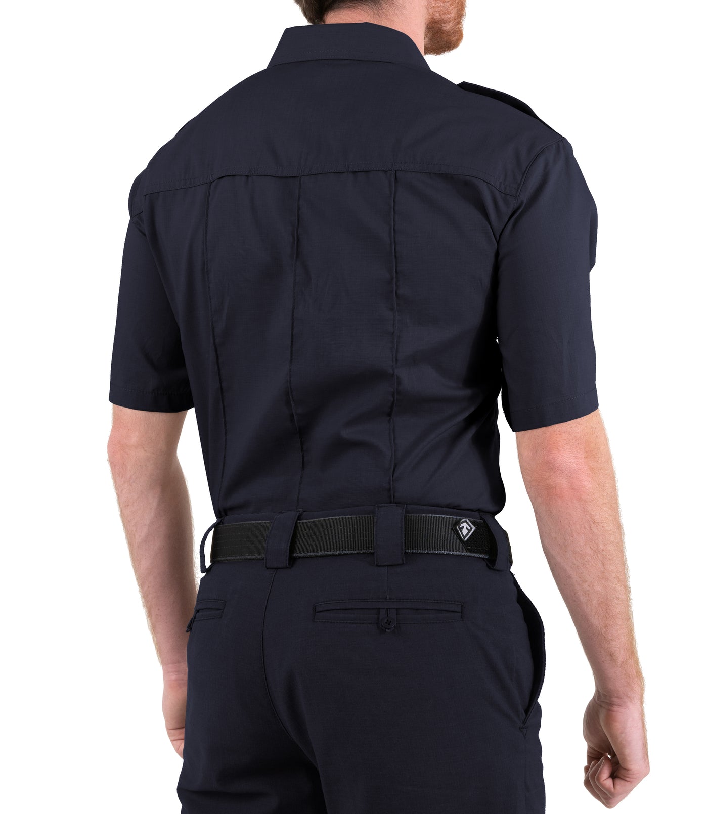 Side of Men's Pro Duty Uniform Short Sleeve Shirt in Midnight Navy