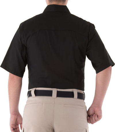 Back of Men's V2 BDU Short Sleeve Shirt in Black