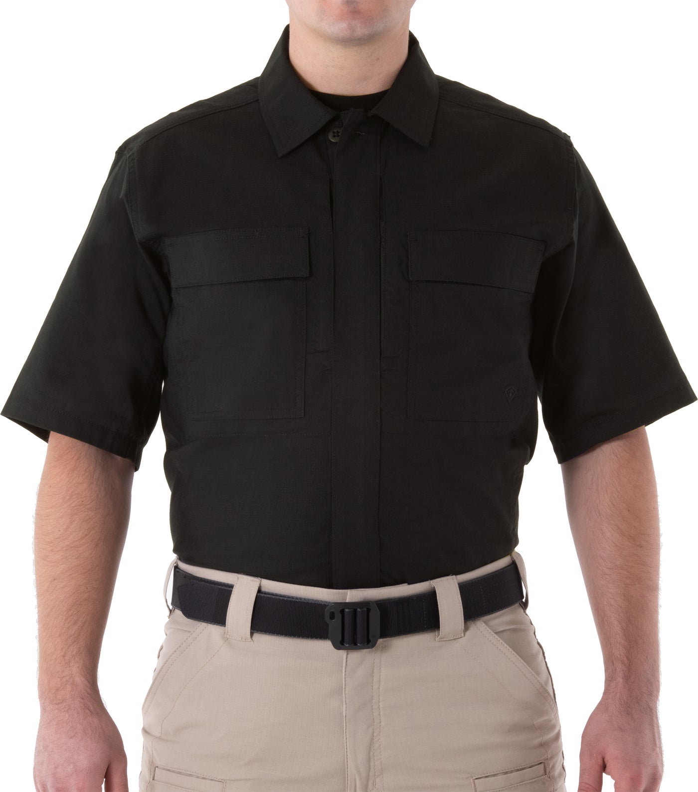 Front of Men's V2 BDU Short Sleeve Shirt in Black