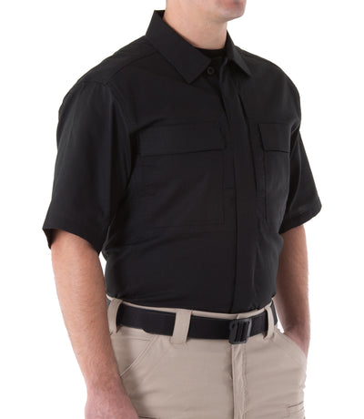 Side of Men's V2 BDU Short Sleeve Shirt in Black