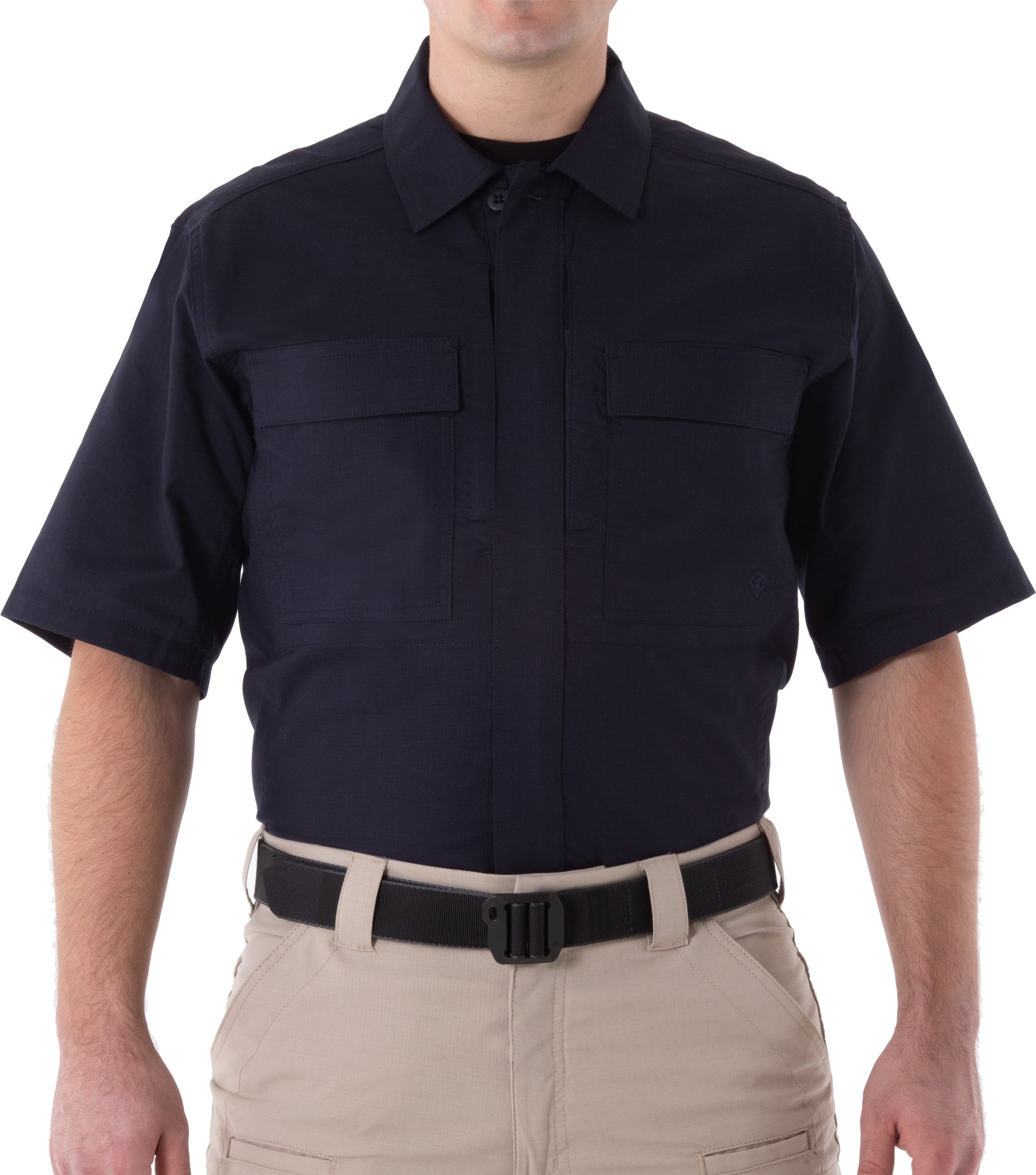 Front of Men's V2 BDU Short Sleeve Shirt in Midnight Navy |color_midnight navy