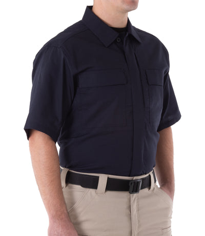 Side of Men's V2 BDU Short Sleeve Shirt in Midnight Navy