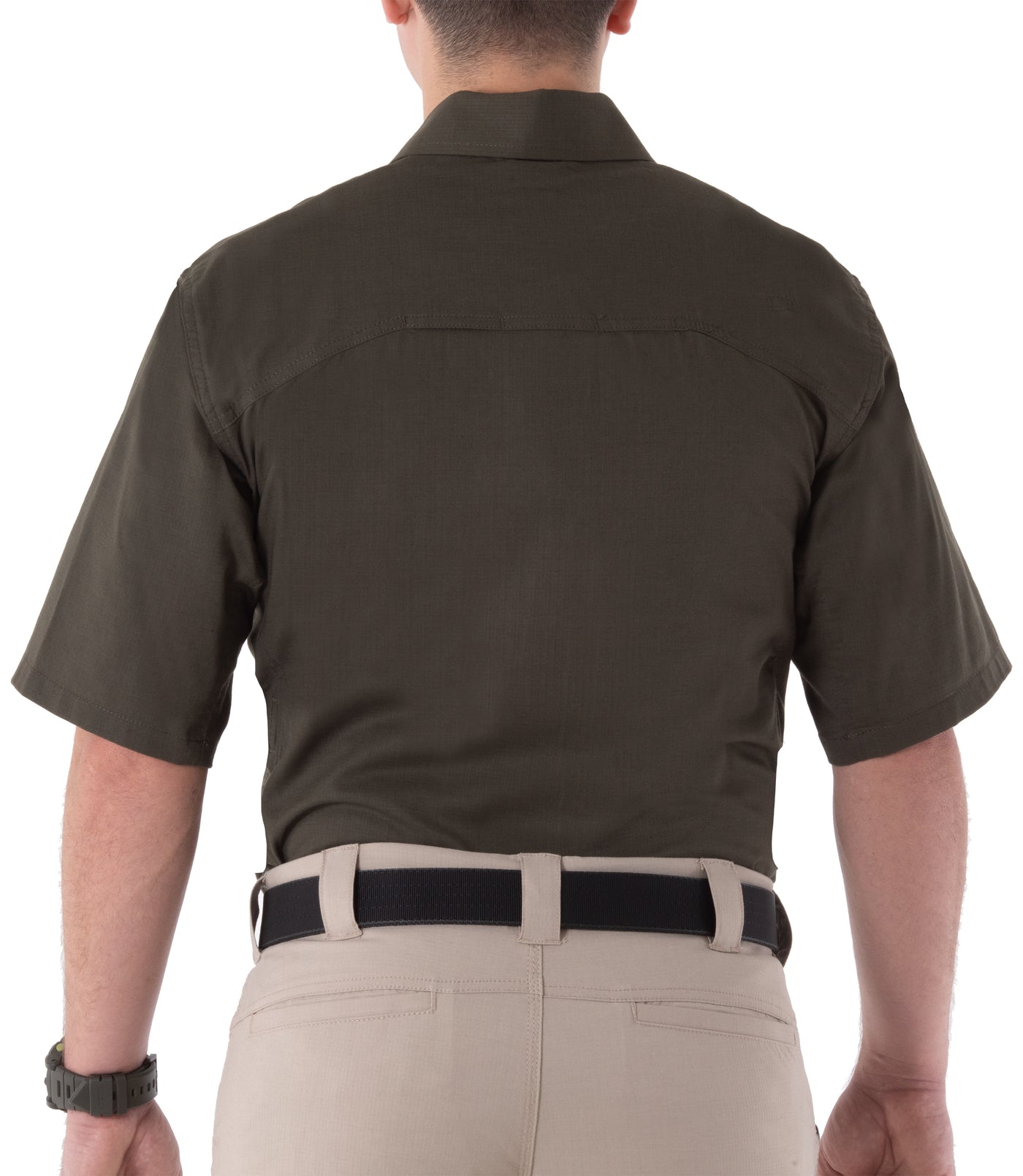 Back of Men's V2 BDU Short Sleeve Shirt in OD Green