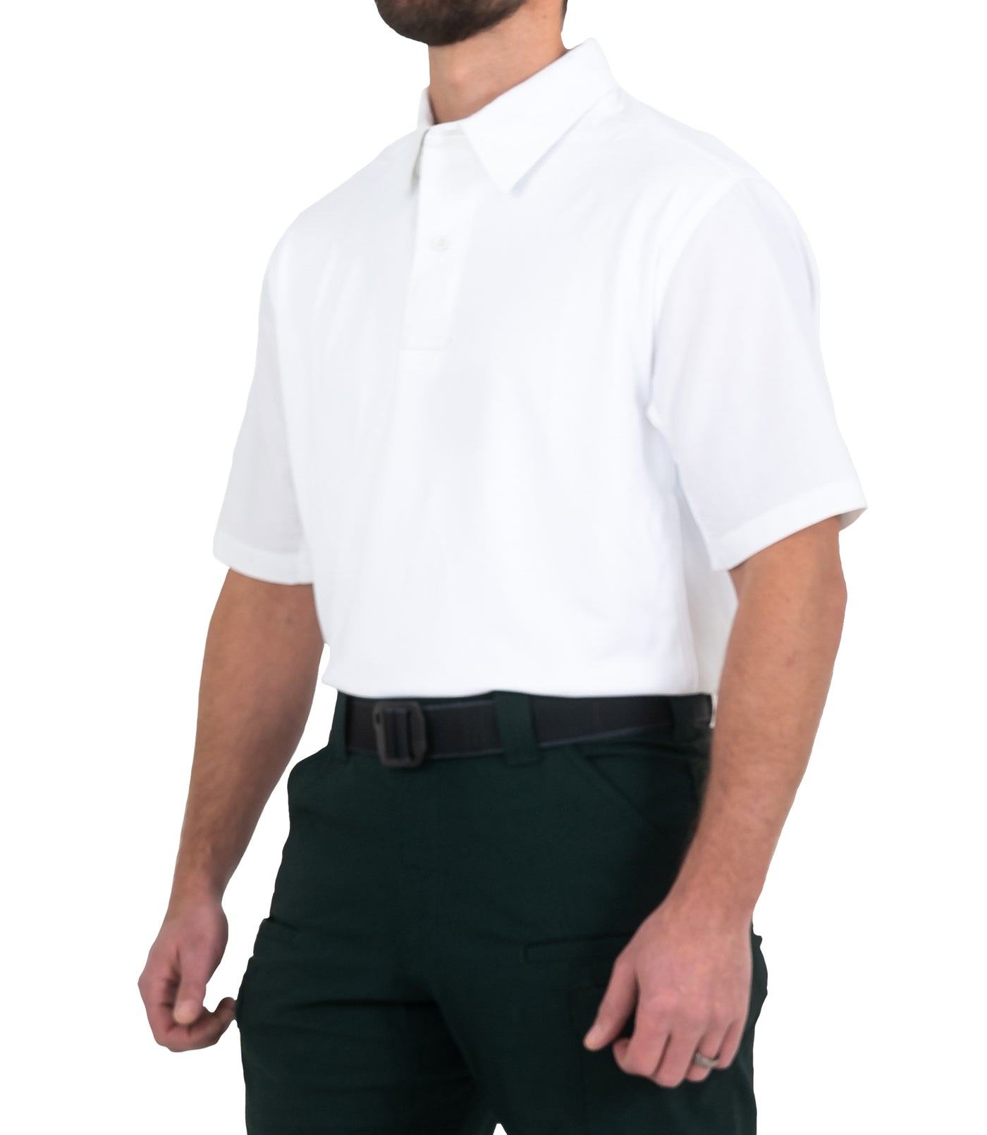 Side of Men's V2 Pro Performance Short Sleeve Shirt in White