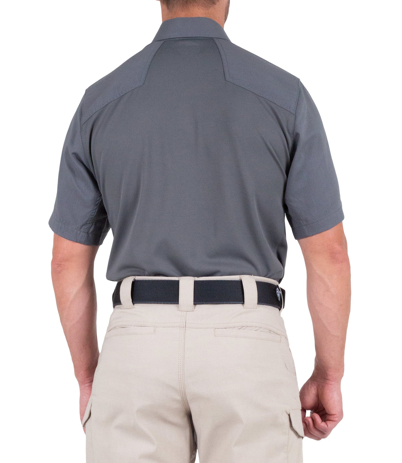 Back of Men's V2 Pro Performance Short Sleeve Shirt in Wolf Grey
