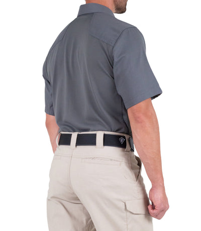 Side of Men's V2 Pro Performance Short Sleeve Shirt in Wolf Grey