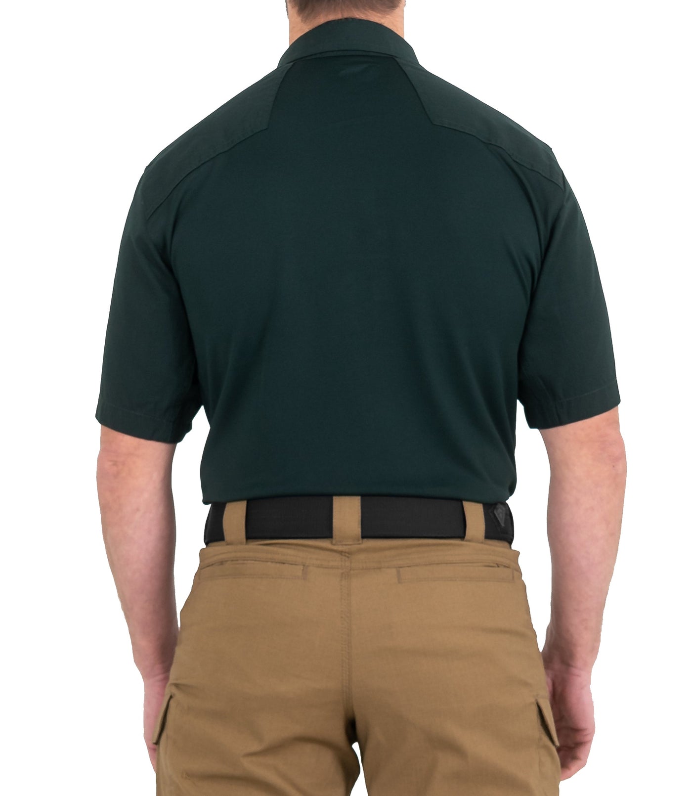 Back of Men's V2 Pro Performance Short Sleeve Shirt in Spruce Green