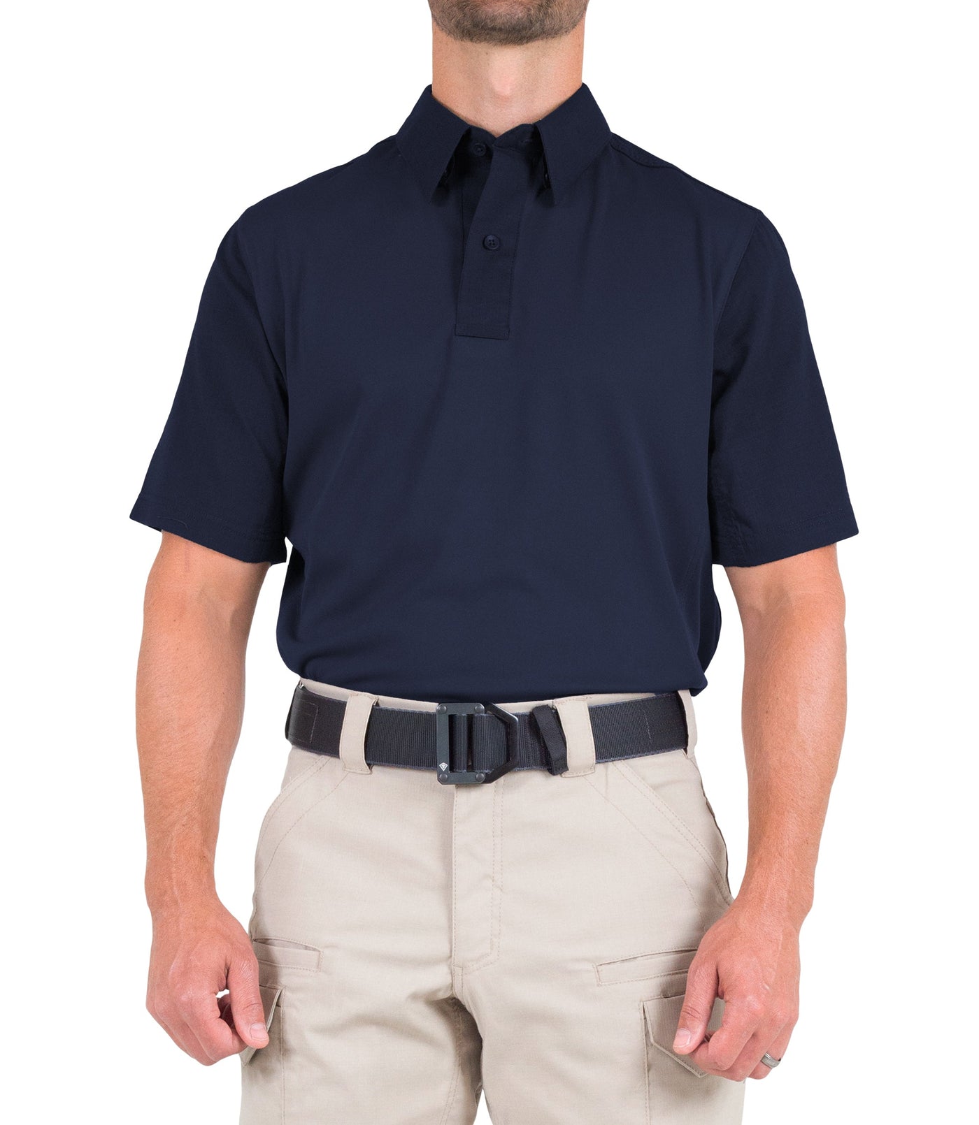 Front of Men's V2 Pro Performance Short Sleeve Shirt in Midnight Navy