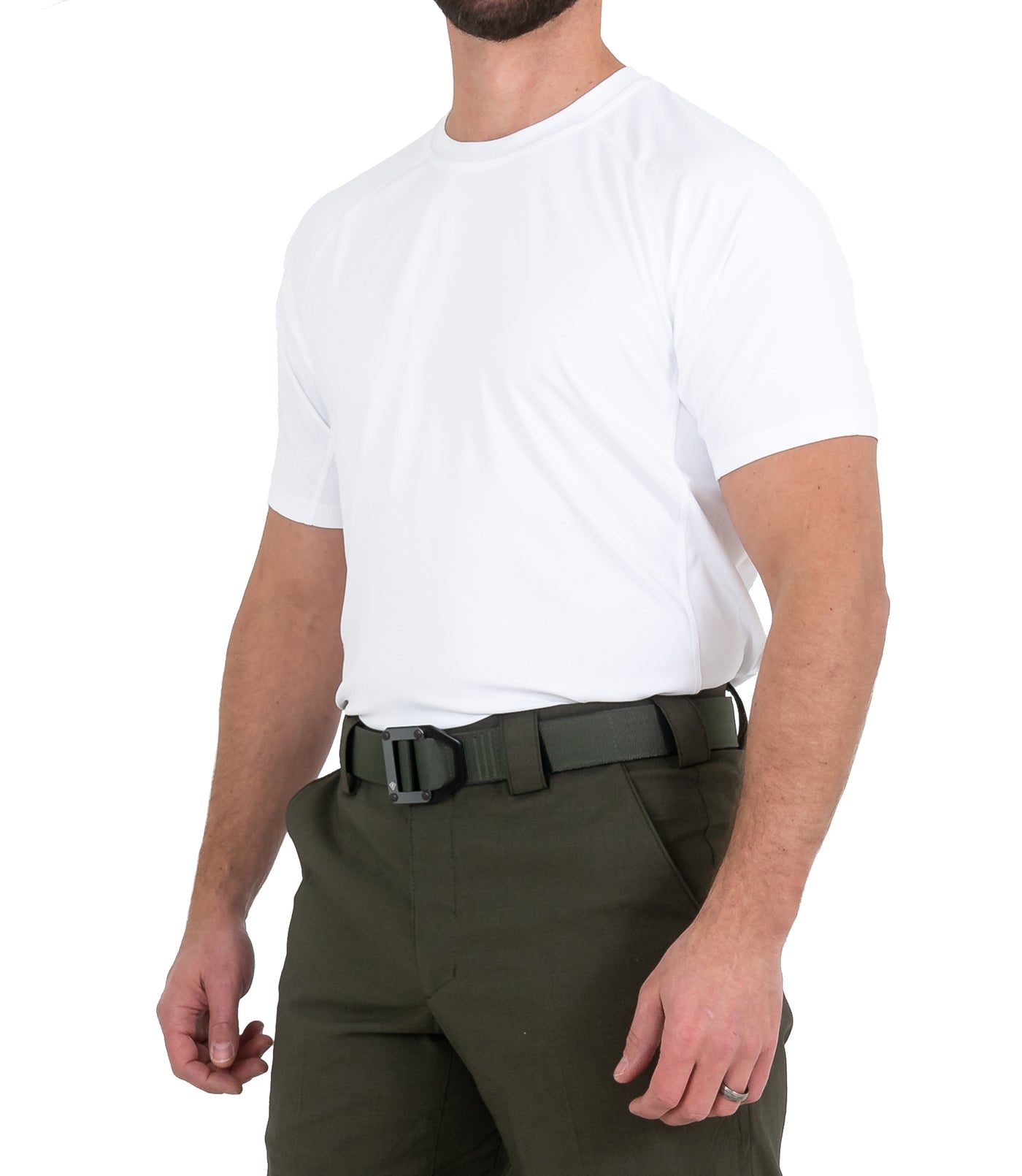Side of Men’s Performance Short Sleeve T-Shirt in White