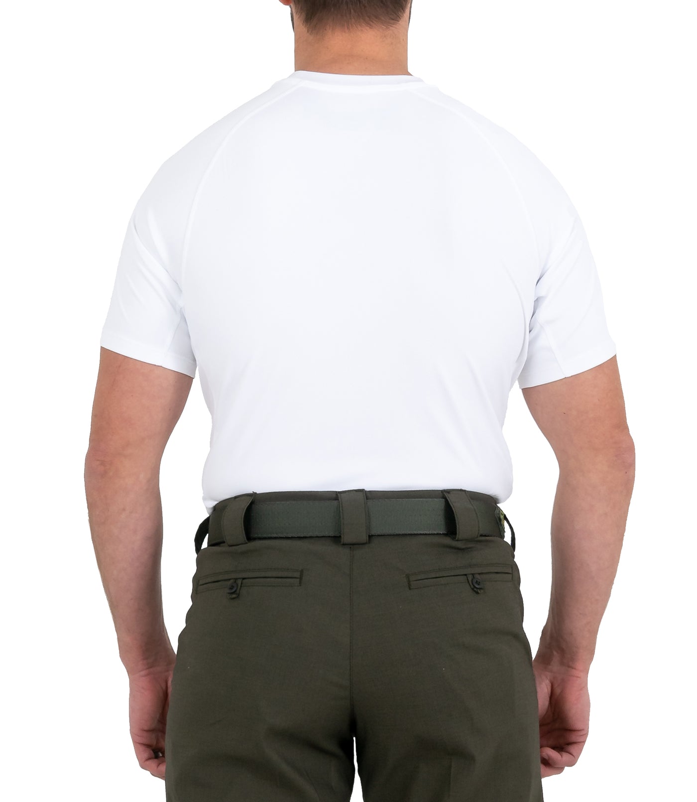 Back of Men’s Performance Short Sleeve T-Shirt in White