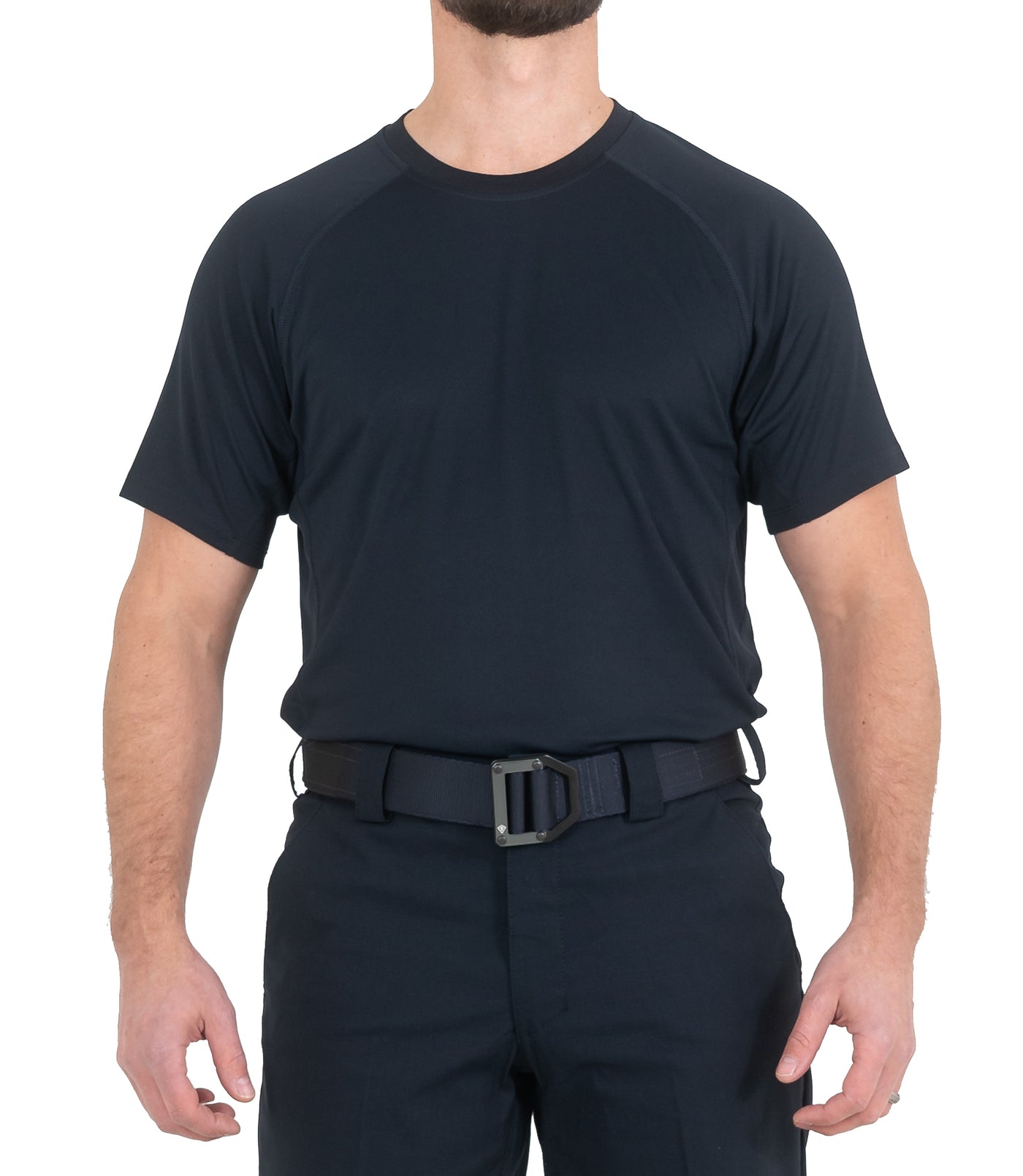 Front of Men’s Performance Short Sleeve T-Shirt in Midnight Navy