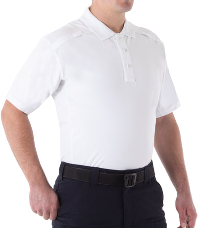 Front of Men's Cotton Short Sleeve Polo in White